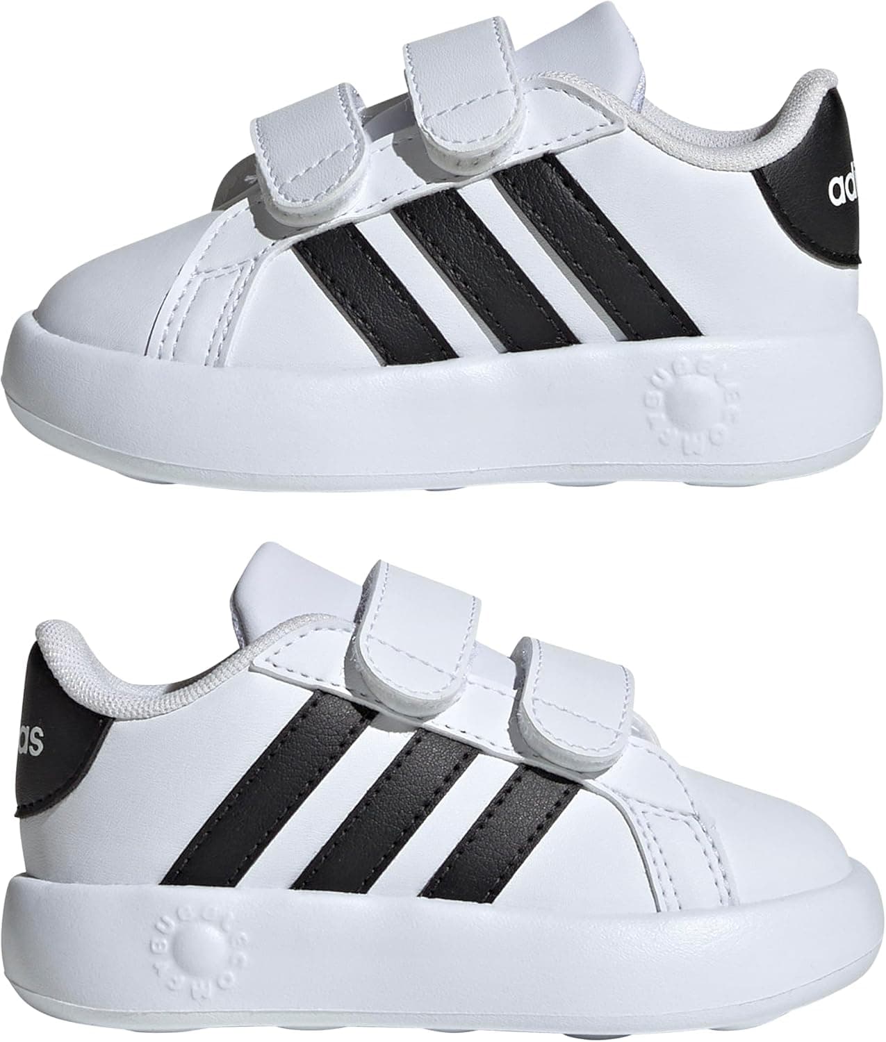 adidas Kids' Grand Court 2.0 Shoes 8 Toddler White/Black/White - Image 8