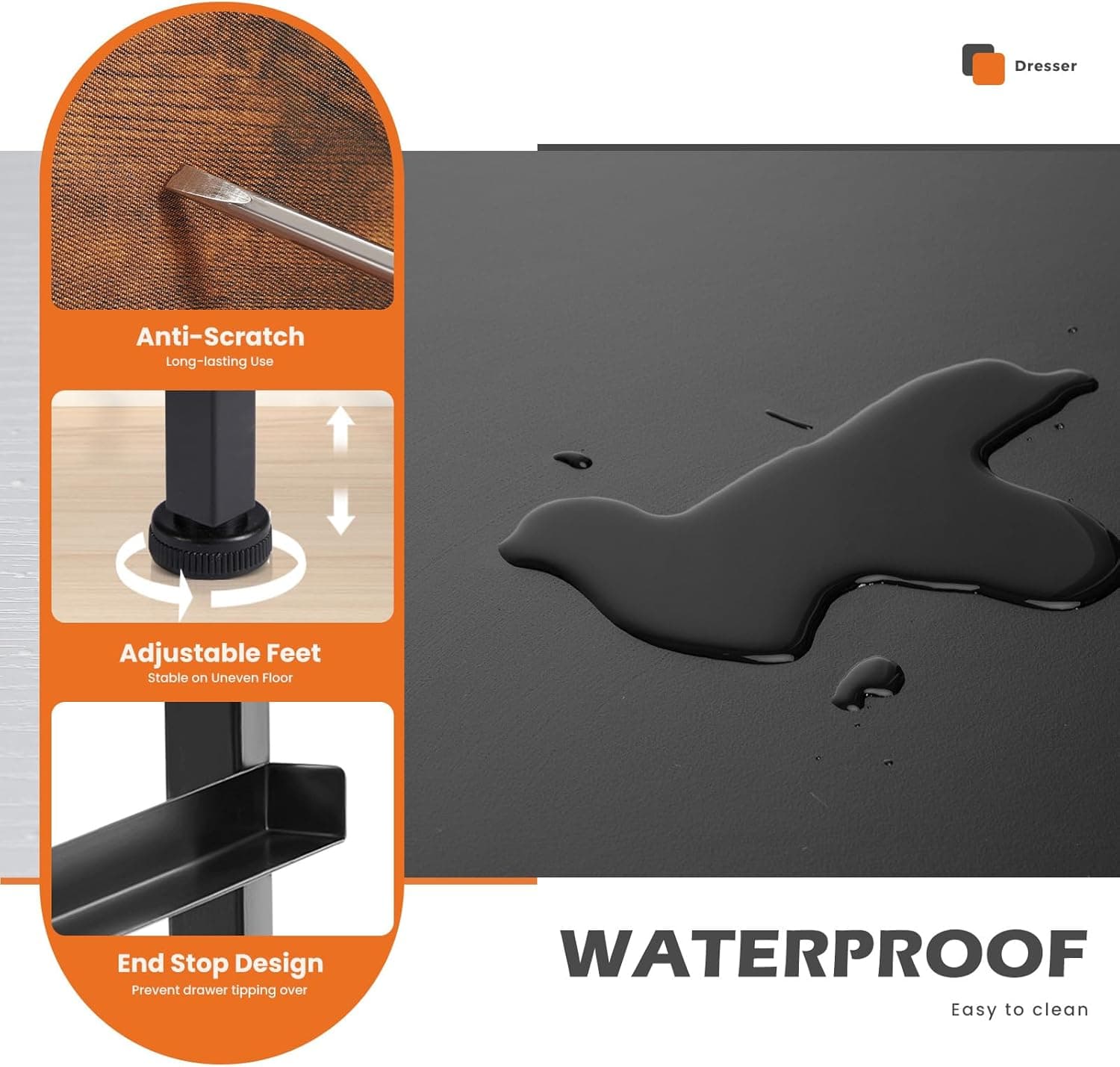 Sweetcrispy 4 Drawer Dresser, Fabric Storage Tower Organizer with Sturdy Steel Frame and Wood Top, Easy Pull Handles, for Bedroom, Closet, Entryway, Hallway, Brown Brown 17.7"D x 11.8"W x 37"H (4 Drawers) - Image 6