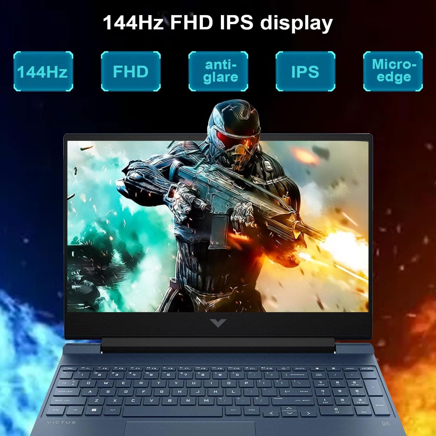 HP Victus 15.6 i5 Gaming Laptop, 15.6" FHD 1920*1080 144Hz, Intel Core i5-12450H, NVIDIA GeForce RTX 3050, 32GB RAM, 1TB SSD, Backlit KB, Touchpad, SD Card Reader, Webcam, HDMI, Wi-Fi 6, W11 H, Blue 32GB RAM | 1TB SSD - Image 4