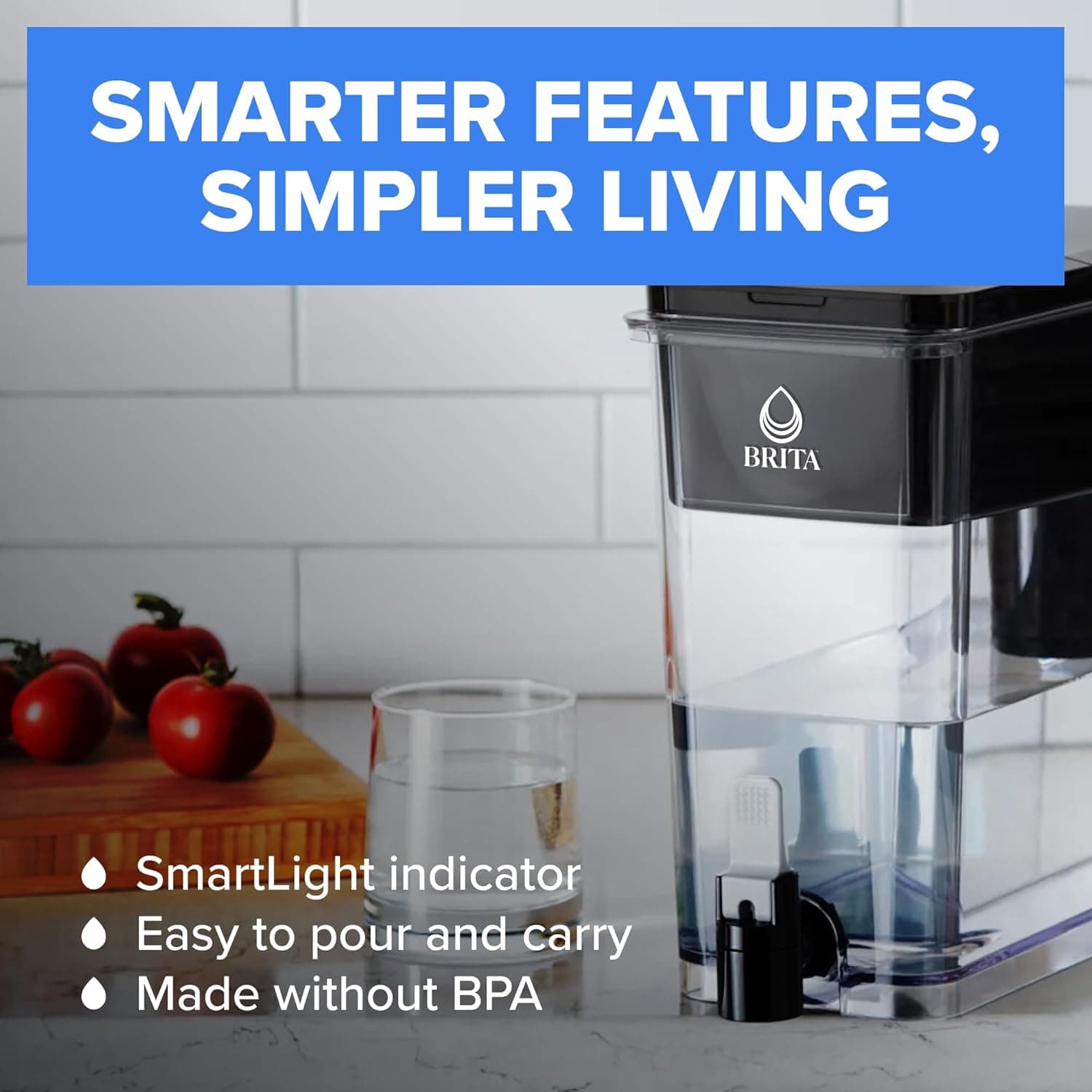 Brita UltraMax Large Water Dispenser With Standard Filter, BPA-Free, Reduces Copper, Cadmium and Mercury Impurities, Lasts 2 Months or 40 Gallons, Includes 1 Filter, Kitchen Accessories, Large 27-Cup 27 Cup - Image 4