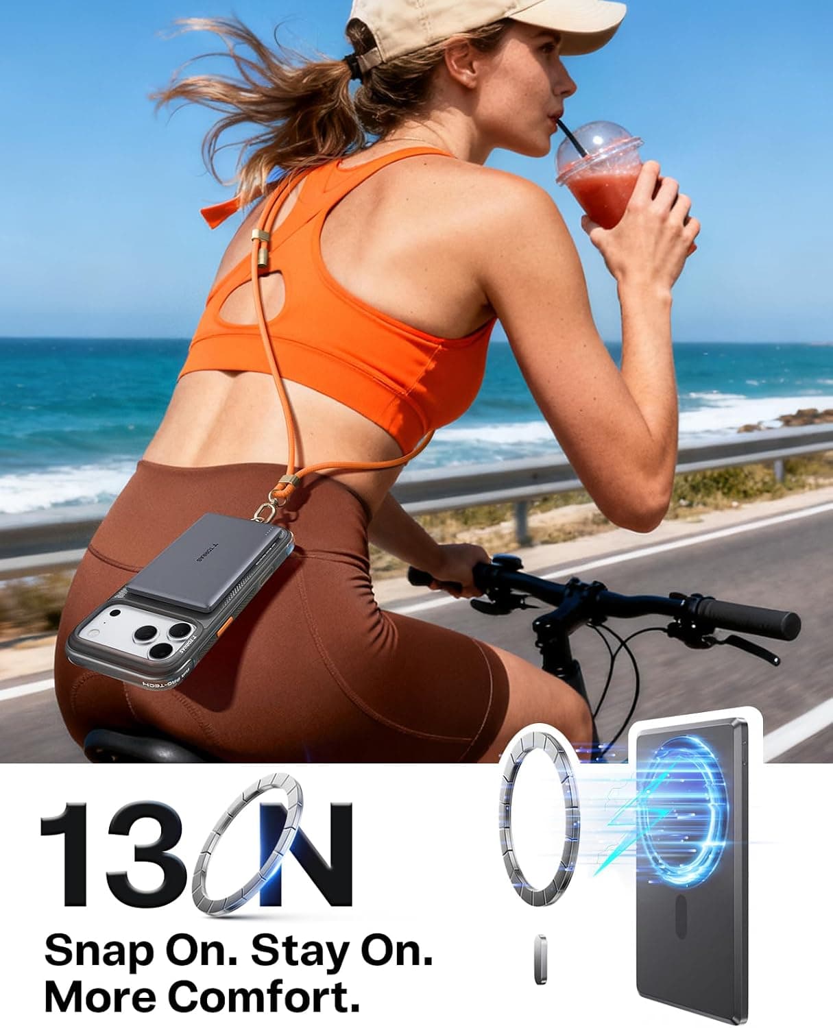 TORRAS MiniMag Power Bank, Ultra Slim 5,000mAh Wireless Portable Charger with USB-C Cable, Fast Charging iPhone Air Magnetic Battery Pack, Compatible for iPhone 17/16/15/14/13/12, Glacier Gray 5,000mAh Glacier Gray - Image 7