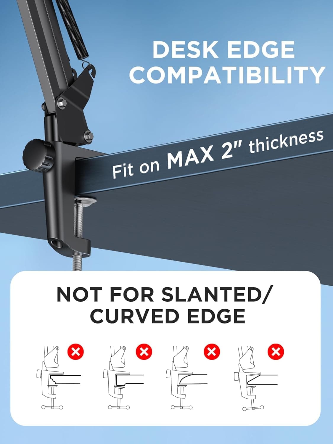 InnoGear Boom Arm Microphone Mic Stand for Blue Yeti HyperX QuadCast SoloCast Snowball Fifine Shure SM7B and other Mic, Medium Medium Black - Image 7