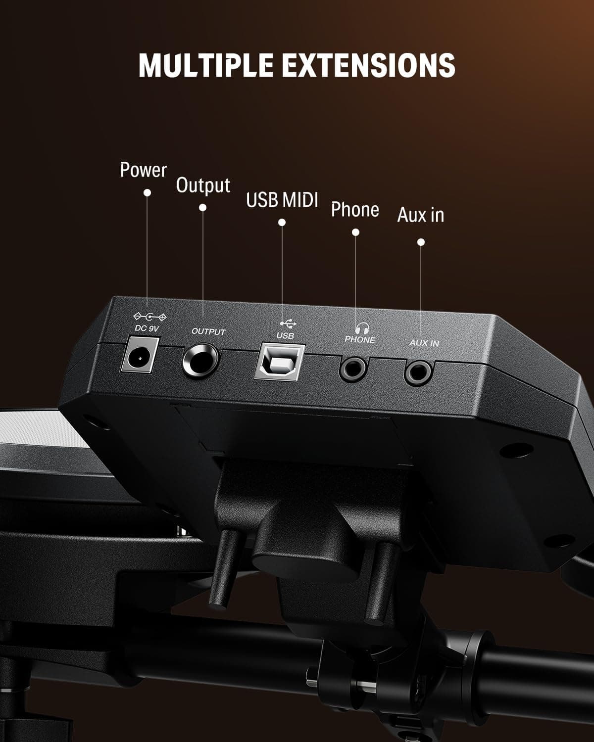 Donner DED-80 Electronic Drum Set with 4 Quiet Mesh Pads, 180+ Sounds, 2 Pedals, Throne, Headphones, Sticks, and Melodics Lessons Black - Image 8