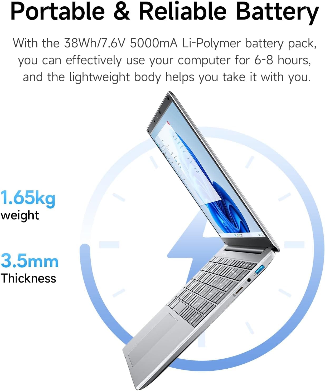 15.6 Inch Laptop with Office 365, 4GB RAM, 128GB Storage Expandable 1TB, 5205U Processor, HD Display, Windows 11 Laptops Computer, Wi-Fi 5, BT4.2, Numpad, Type-C, for Business and Students. 4GB DDR4 128GB SSD 1.9GHz Celeron 5205U - Image 7