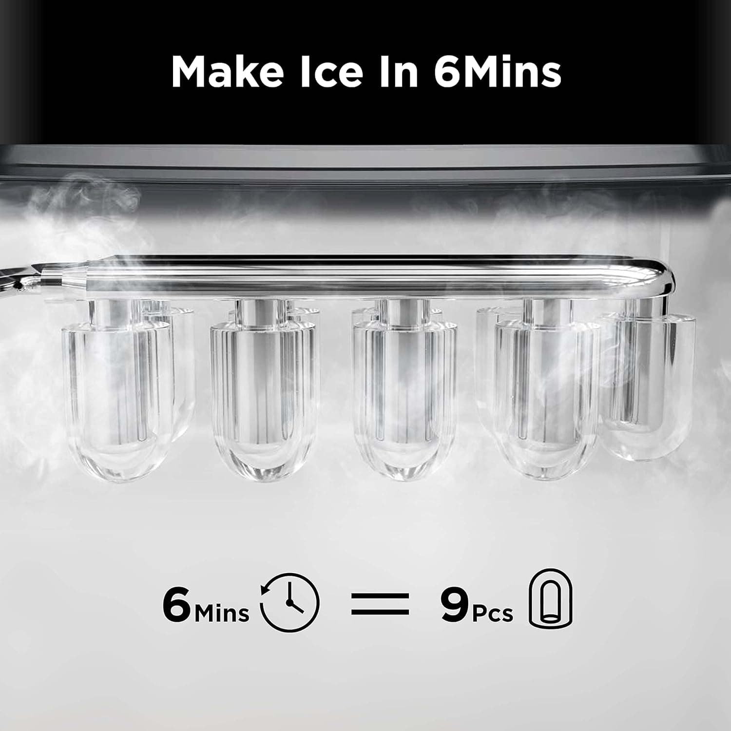 Silonn Countertop Ice Maker Machine - Auto-Cleaning Portable Ice Maker, 26lbs in 24Hrs, 2 Sizes of Bullet Ice for Home Kitchen Office Bar Party, Black - Image 5