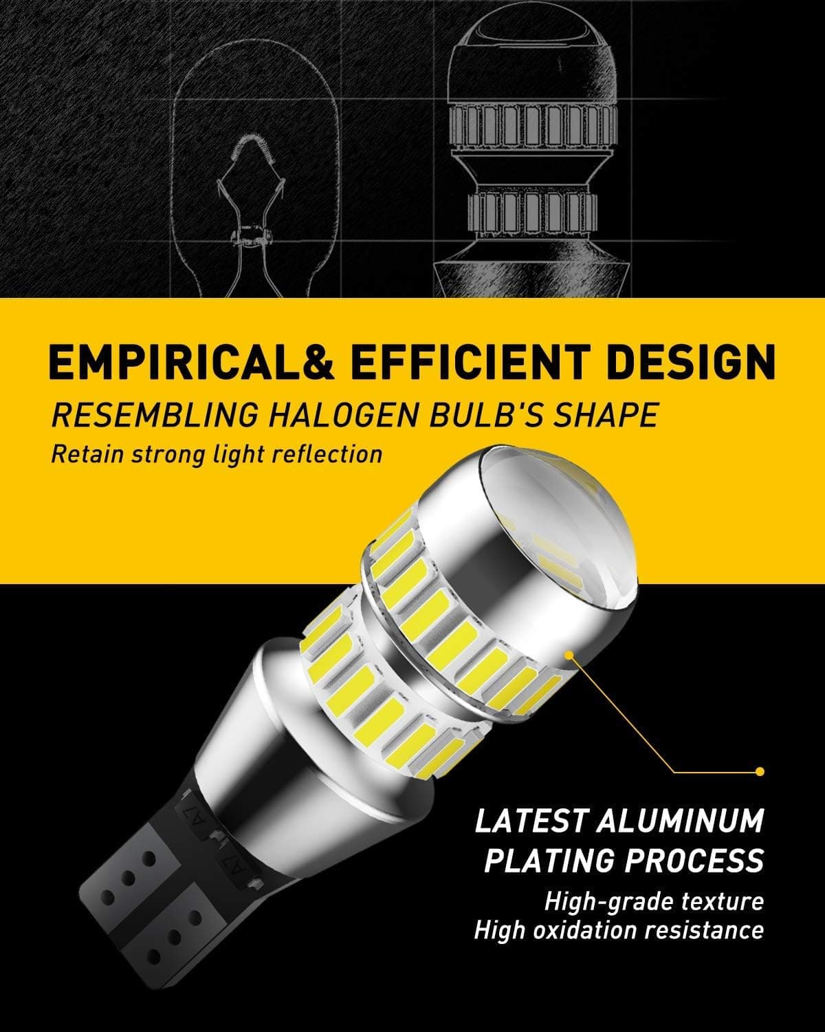 AUXITO 912 921 Bombillas LED para Luz de Reversa, 42-SMD 400% Más Brillantes, 6000K Blanco, No Polaridad 906 W16W T15 921 Bombilla LED Reemplazo Directo para Luz de Estacionamiento, Paquete de 2 Blanco 921/912 - Image 4