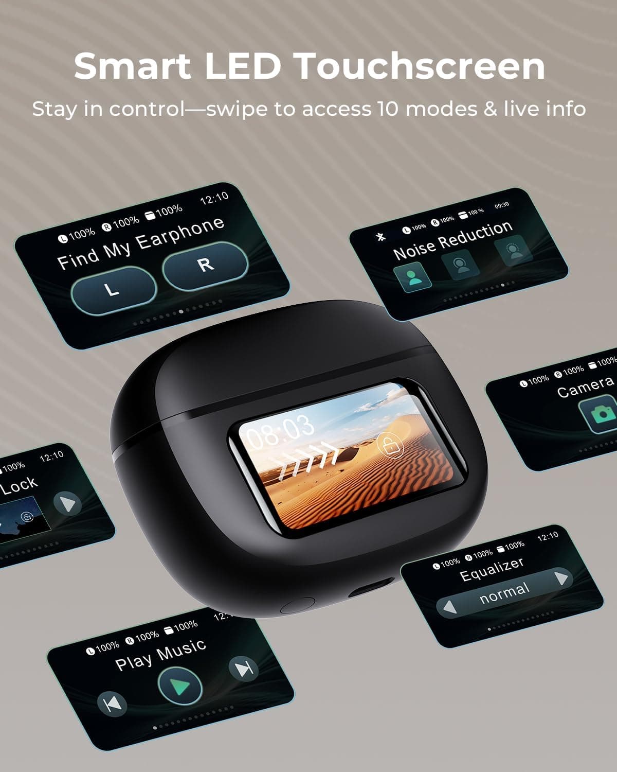 Wireless Earbuds, Ear Buds Active Noise Cancelling with Charging Case, 6.0 Bluetooth Earbuds with AI Clear Calls, 40H Playtime for Sports & Working, Stereo Sound Headphones for iPhone/Android/iPad Black - Image 3