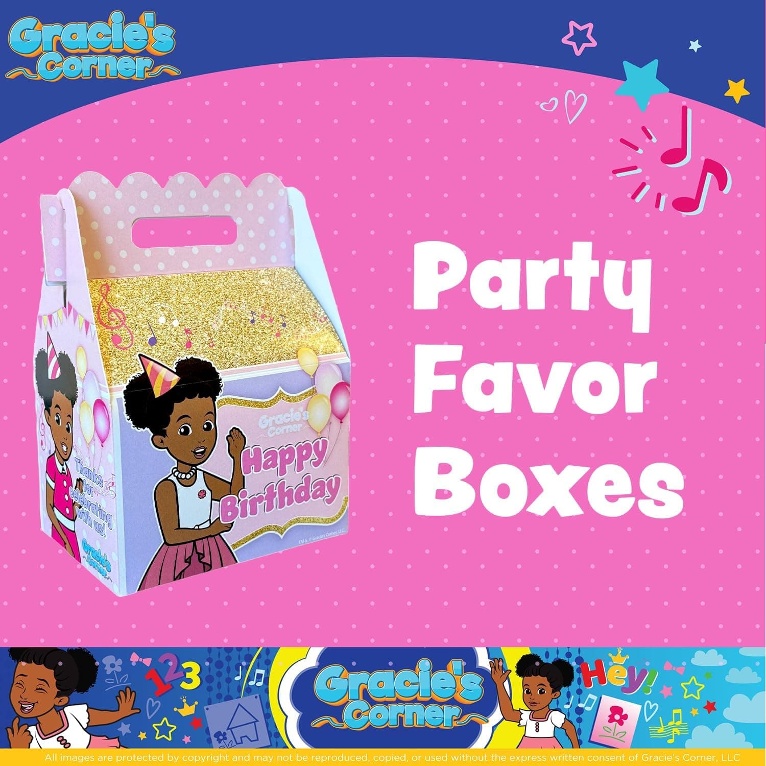 Gracie’s Corner Birthday Party Gable Treat Box, Custom Printed Party Treat Boxes, Party Supplies for Girls’ Birthdays, Baby Showers, and More, Favor Boxes for Party Gifts, and Treats, 8 Count (Pink and Gold) Pink & Gold - Image 3