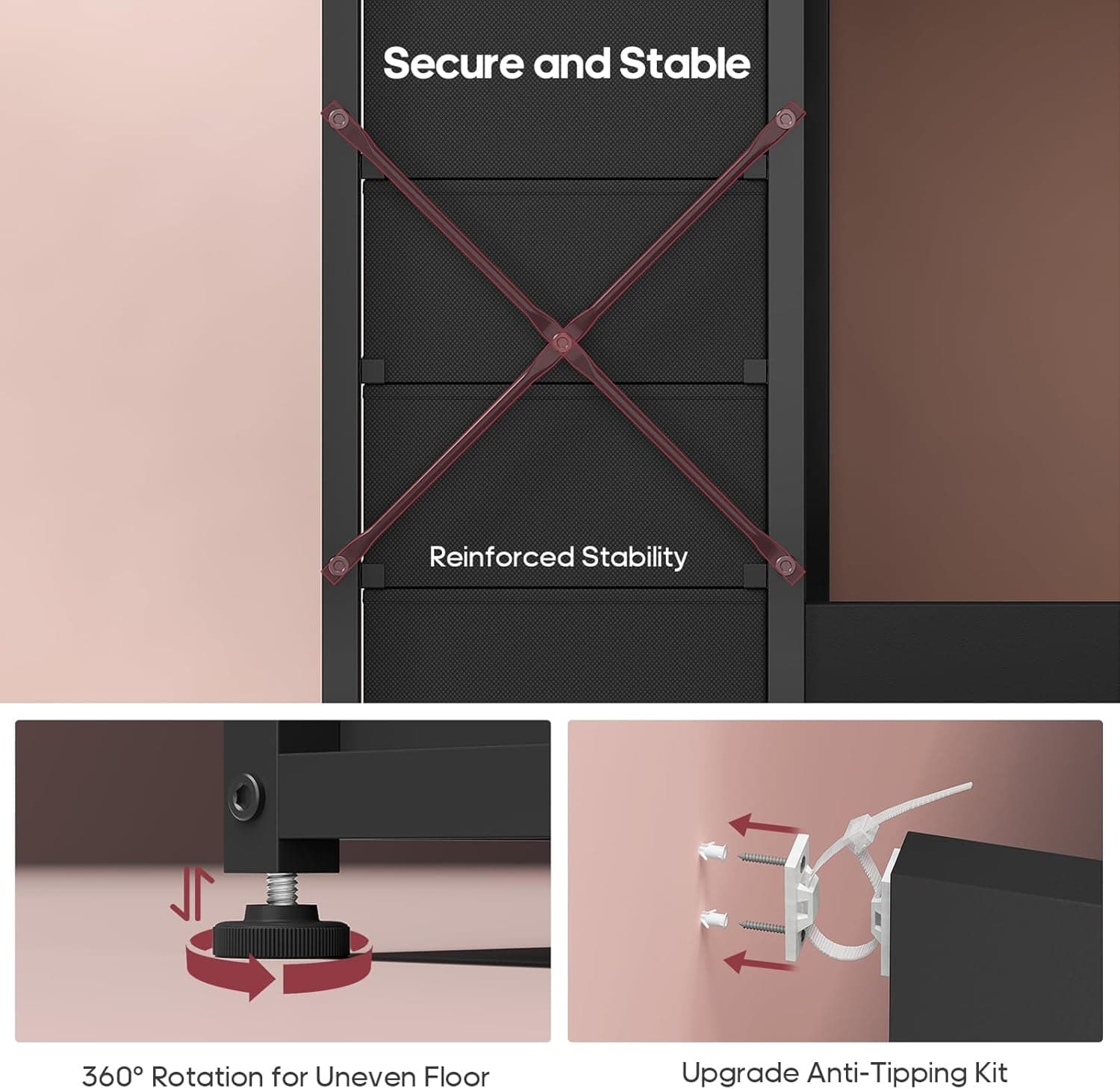 Vanity with Lights and Mirror, 11 Drawer Makeup Vanity with Power Strip, 6 Open Shelves, 43.3” Vanity Desk with Storage, Dressing Table with 3 Color Modes for Bedroom, Women, Girls, Black - Image 8