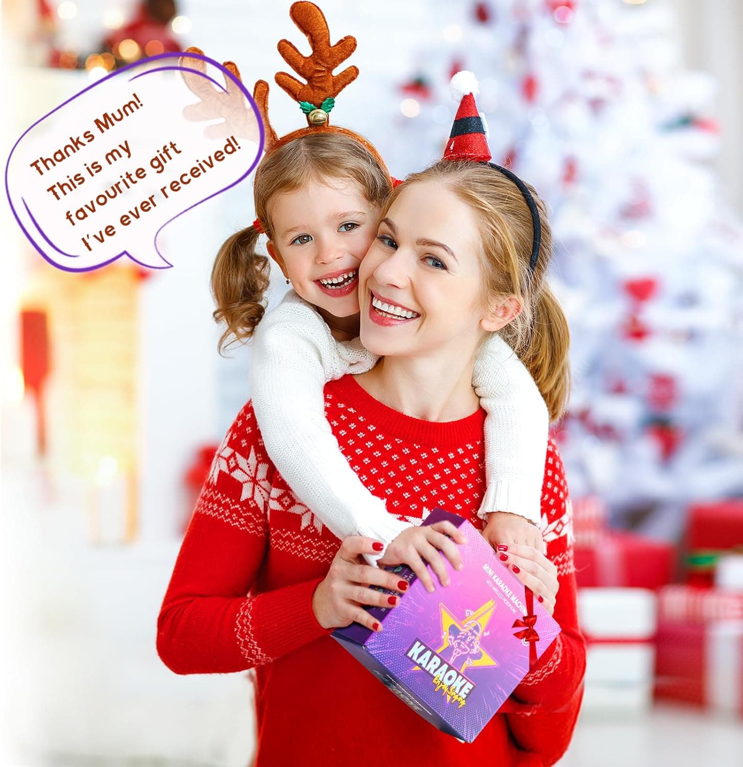 Mini Karaoke Machine with 2 Wireless Microphones, TOP Kids Gifts for Girls Ages 3, 4, 5, 6, 7, 8, 9, 10, 11, 12 +Years Old, 4-12th Christmas Birthday Toy Gift for Girls Boys Party (Purple) Purple 2 Mic - Image 3