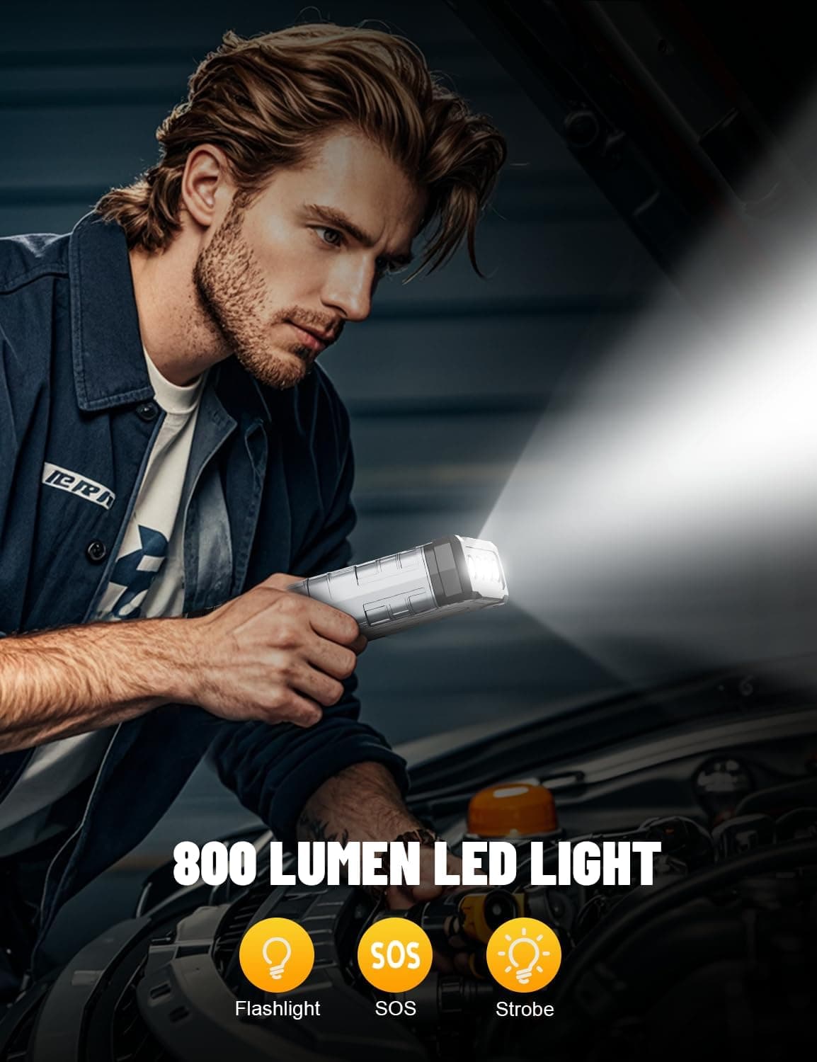 Sharmeal Arrancador de Coche 5000A, Paquete de Batería para Arranque de 10.0L Gas y 9.0L Diésel, Caja de Arranque Portátil de 12V con Luz LED - Image 7