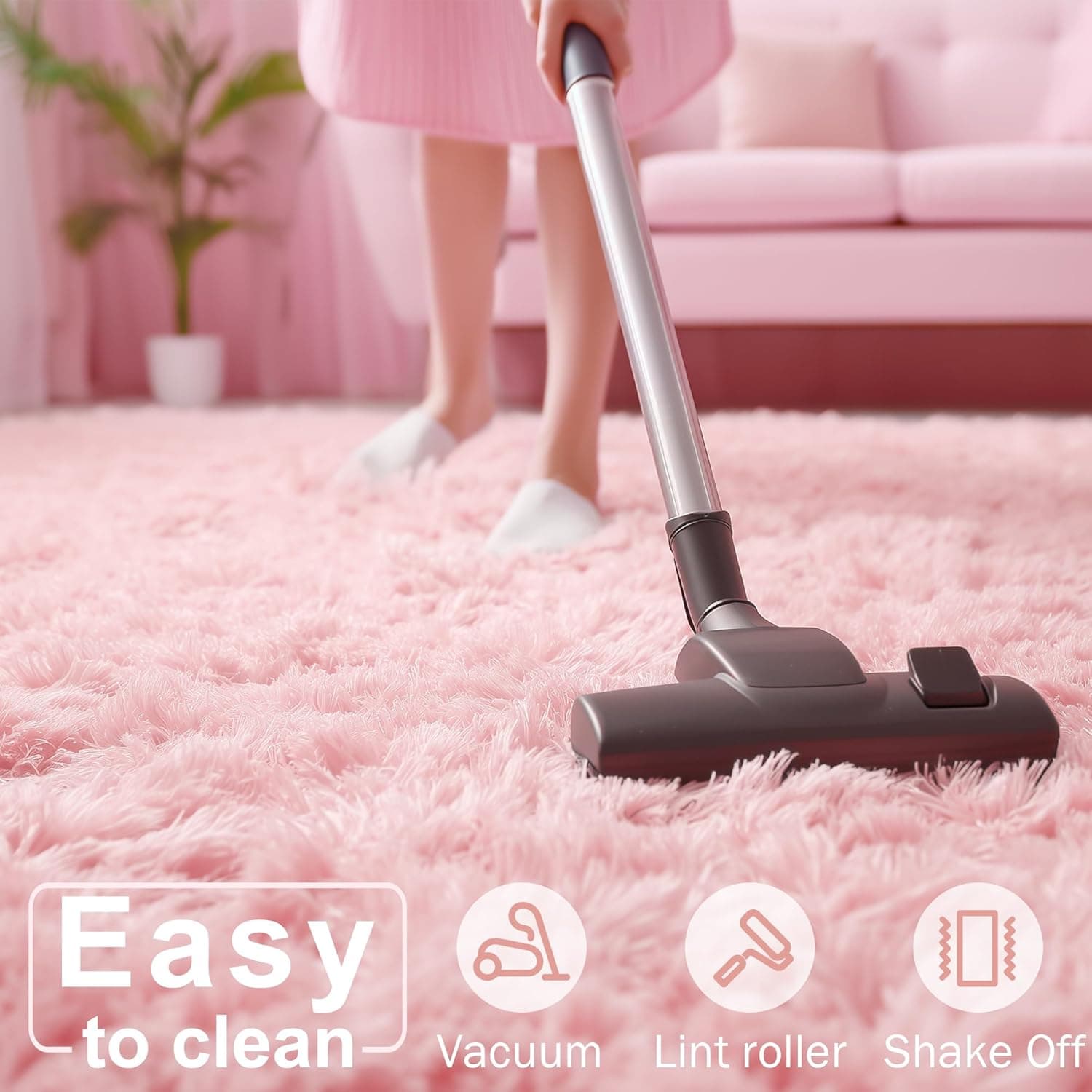 Amdrebio Alfombra Redonda Rosa Claro de 4 Pies para el Dormitorio de Niñas, Alfombras Áreas Lindas y Esponjosas para Decoración de Habitaciones Infantiles, Alfombra Kawaii de Piel Suave para Guardería, Dormitorio Preppy, Aula, Sala de Juegos, Adolescente, Bebé 4' (Redonda) Rosa - Image 6