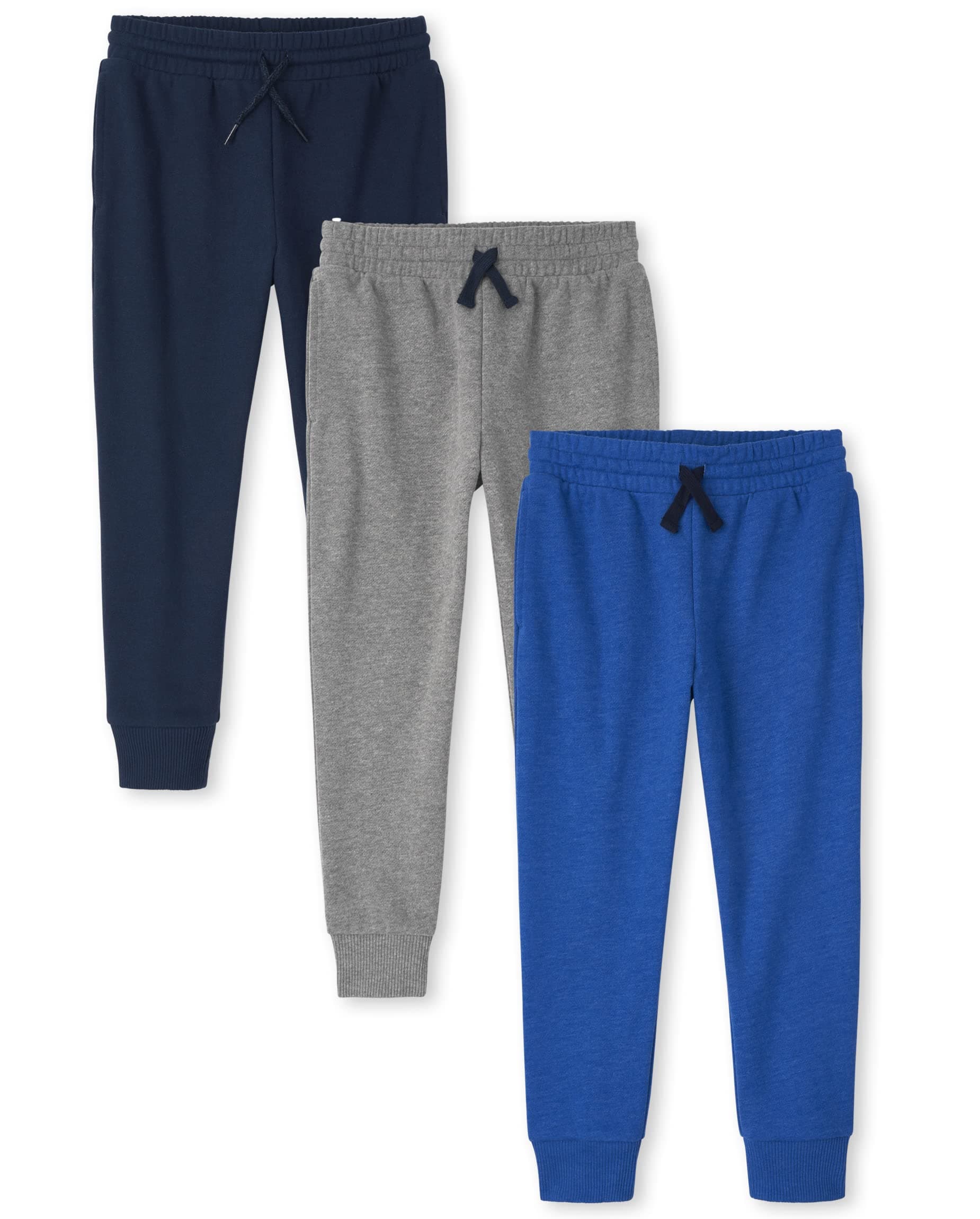 The Children'S Place Boys Active Fleece Jogger Sweatpants Medium Renew Blue 3 Pack 3