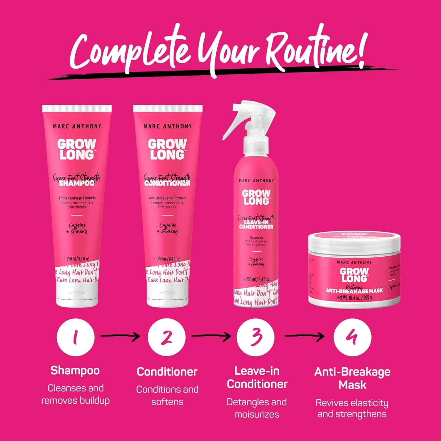 Marc Anthony Leave-In Conditioner Spray & Detangler, Grow Long Biotin - Anti-Frizz Deep Conditioner For Split Ends & Breakage - Vitamin E, Caffeine & Ginseng for Curly, Dry & Damaged Hair 8.4 Fl Oz (Pack of 1) - Image 7