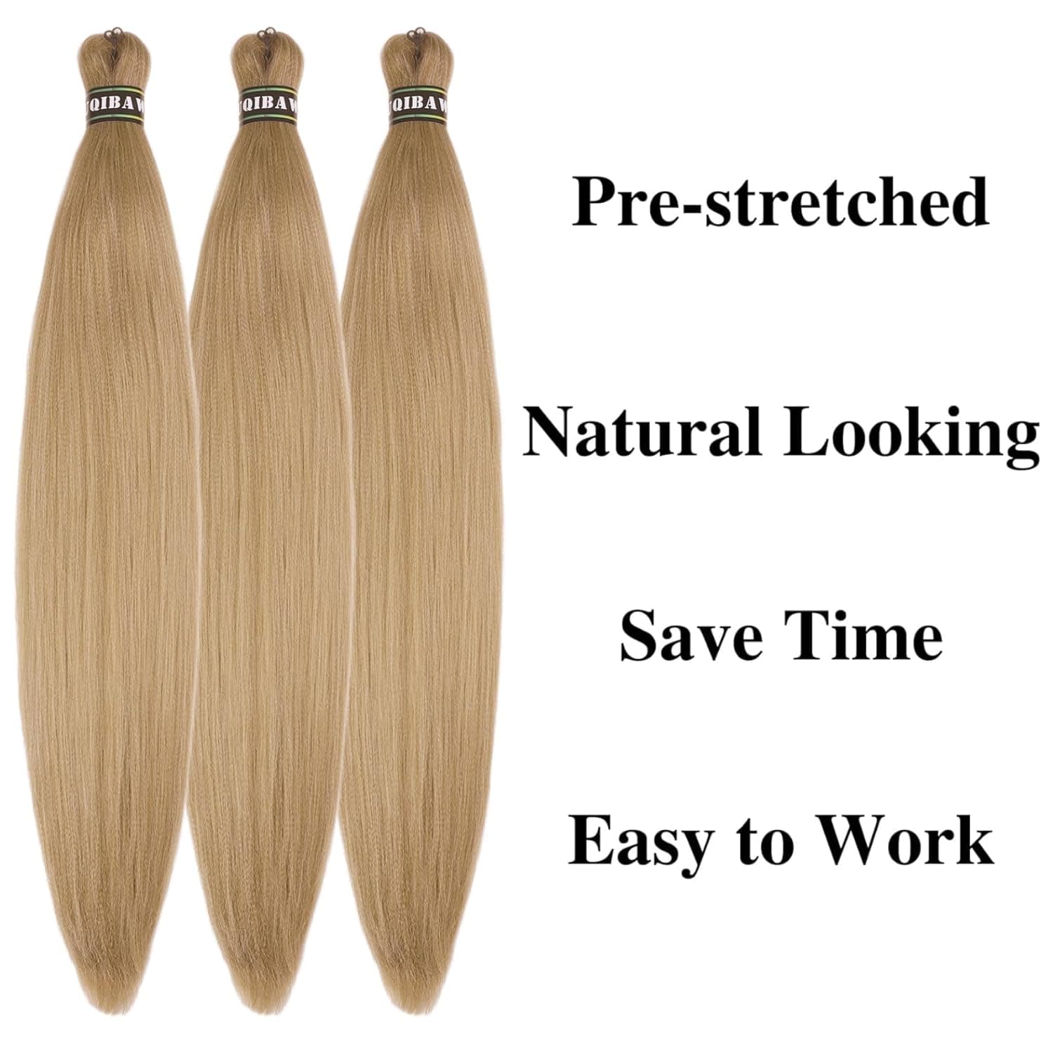 Brown Blonde Braiding Hair Pre stretched Box Braiding Hair Extensions Feed in Braids Pack of 3 Blonde-Brown Blonde - Image 3