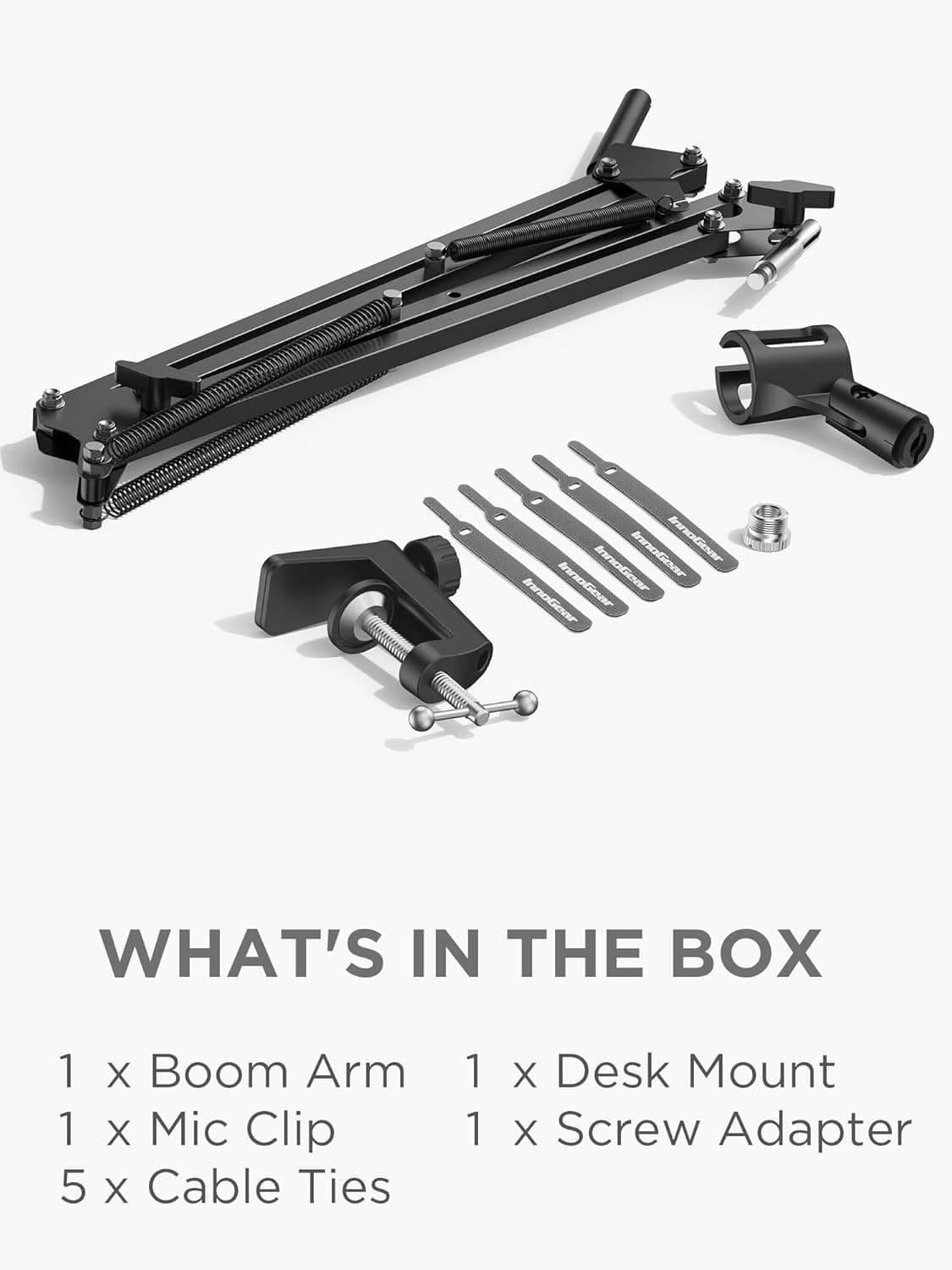 InnoGear Boom Arm Microphone Mic Stand for Blue Yeti HyperX QuadCast SoloCast Snowball Fifine Shure SM7B and other Mic, Medium Medium Black - Image 11