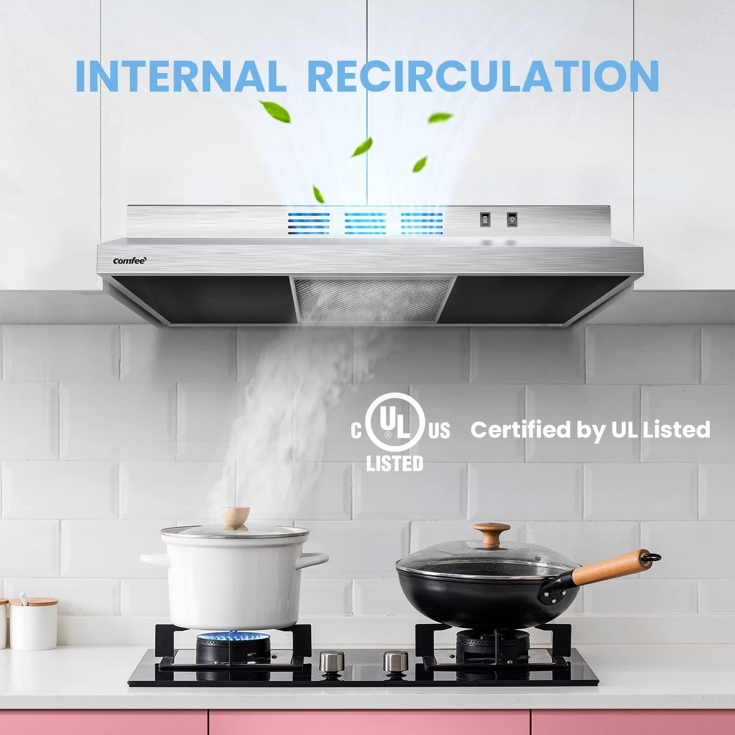 Comfee CVU30W2AST Máy Hút Mùi 30 Inch Ducted Ductless Bằng Thép Không Gỉ Bền Bỉ Cho Bếp Dưới Tủ Với 2 Tốc Độ - Image 4