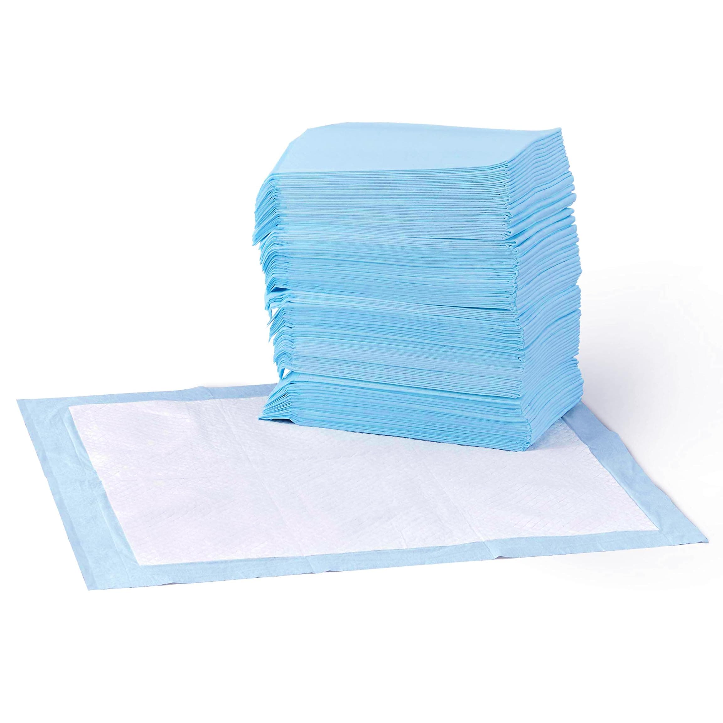 Amazon Basics Dog and Puppy Pee Pads, 5-Layer Leak-Proof Super Absorbent, Quick-Dry Surface, Potty Training, Regular (22x22"), 50 Count, Blue & White