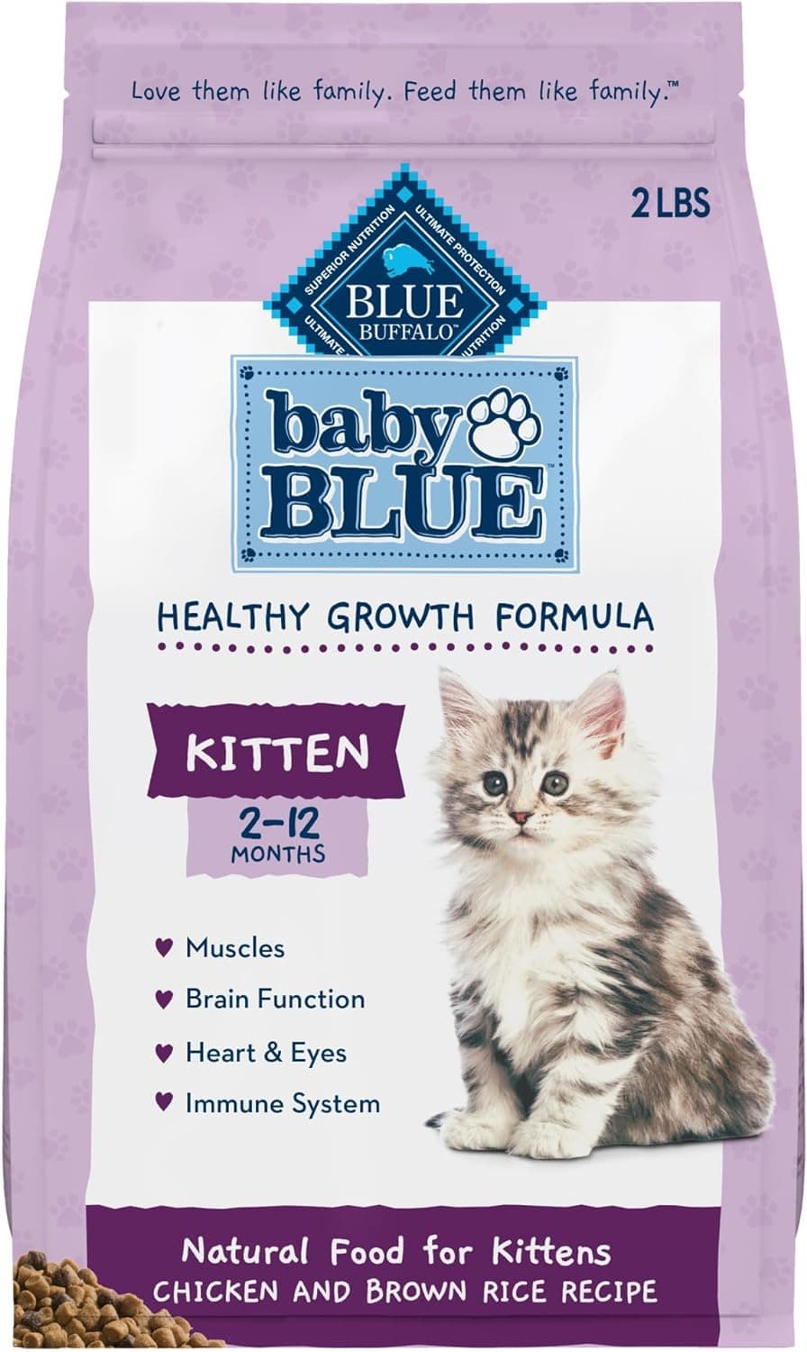 Blue Buffalo Baby Blue Natural Kitten Dry Cat Food, Healthy Growth Formula with DHA, Chicken and Brown Rice Recipe, 2-lb Bag Chicken & Brown Rice 2 Pound (Pack of 1) - Image 2