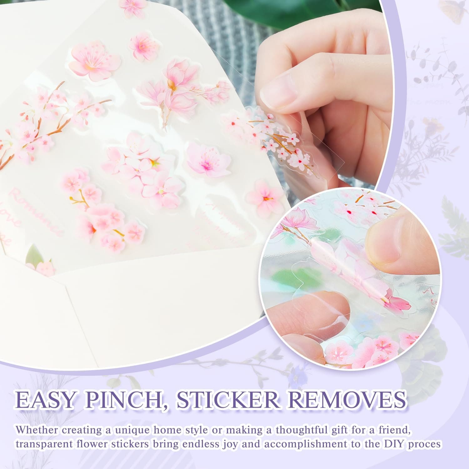 160Pcs Natural Flower Stickers for Scrapbooking,Self-Adhesive Transparent Flower Stickers Scrapbook Supplies Journaling Supplies for Adult Card Making Letters DIY Water Bottle Cards Decoration (160) - Image 6