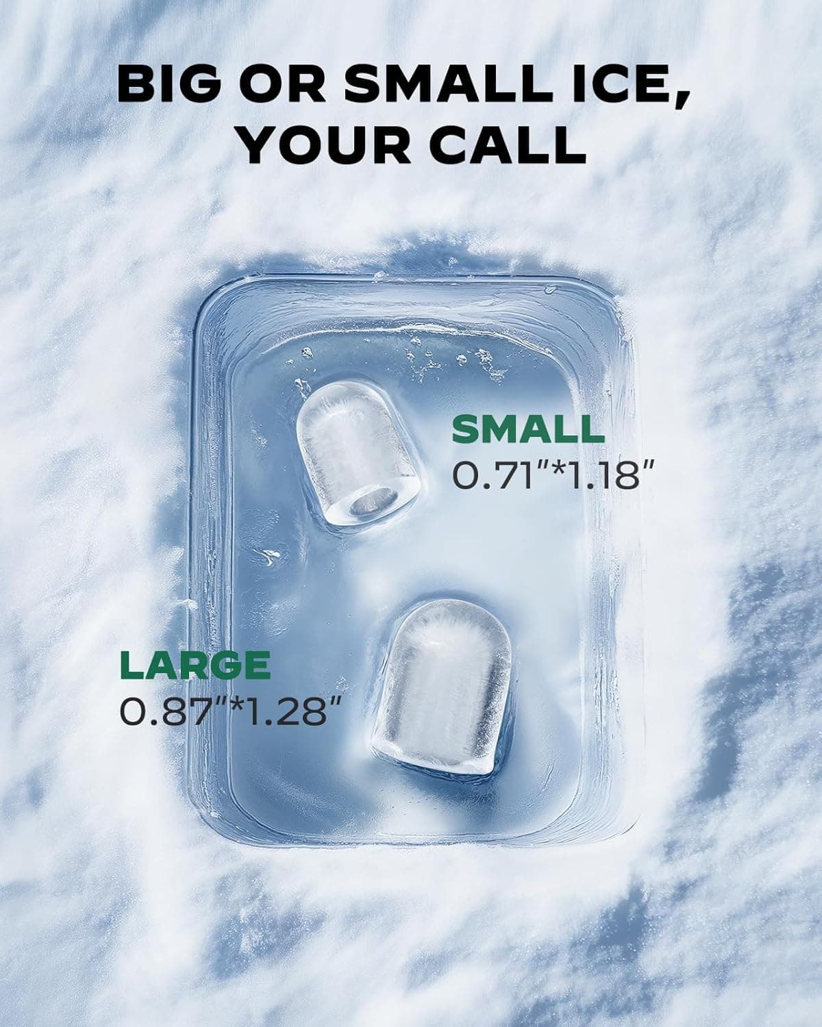 Silonn Ice Maker Countertop with Expandable 2.5L Ice Basket & 1.8L Water Tank, 9 Bullet Ice Cubes in 6 Mins, Portable Ice Maker with LED Touch Control, Self-Cleaning, 2 Ice Sizes for Home Kitchen Black-PRO 26lbs - Image 6