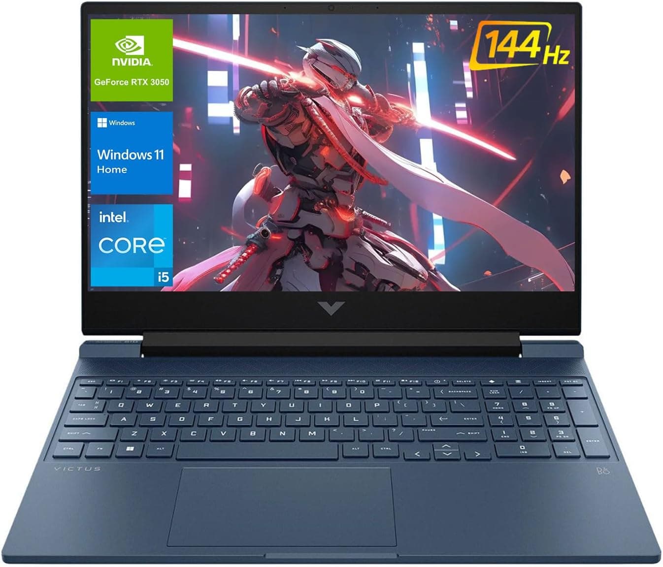 HP Victus 15.6 i5 Gaming Laptop, 15.6" FHD 1920*1080 144Hz, Intel Core i5-12450H, NVIDIA GeForce RTX 3050, 32GB RAM, 1TB SSD, Backlit KB, Touchpad, SD Card Reader, Webcam, HDMI, Wi-Fi 6, W11 H, Blue 32GB RAM | 1TB SSD - Image 2