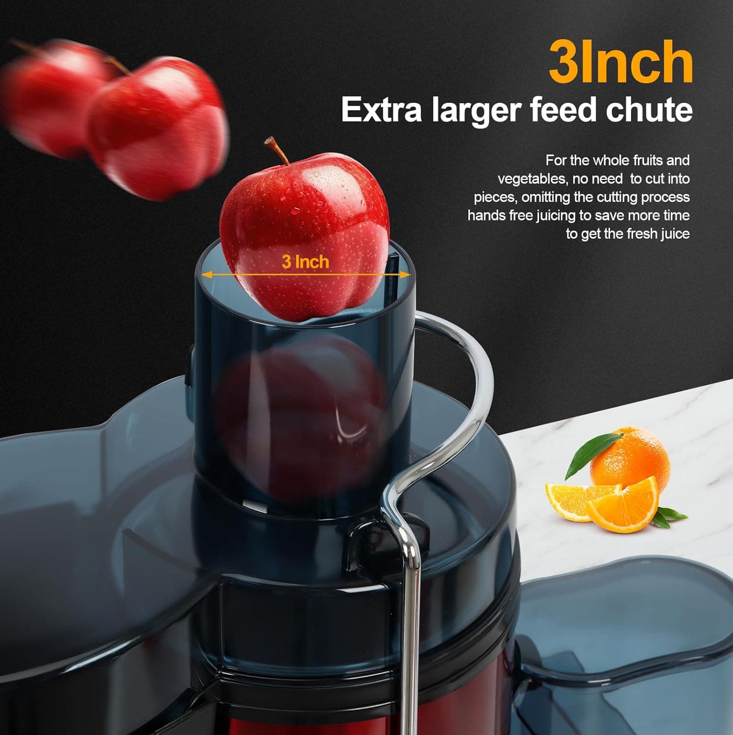 Panana Centrifugal Juicer Extractor with Wide Mouth 3” Feed Chute for Fruit Vegetable, Easy to Clean, Stainless Steel, BPA-free (Red) - Image 7