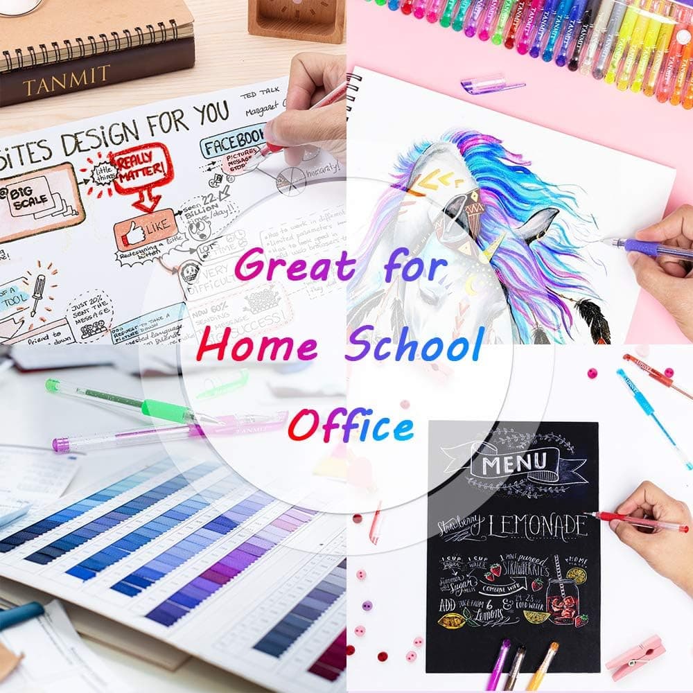 TANMIT Gel Pens, 33 Color Gel Pen Fine Point Colored Pen Set with 40% More Ink for Adult Coloring Books, Drawing, Doodling, Scrapbooks Journaling Multicolor - Image 7