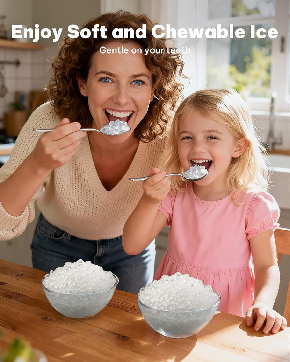 Silonn Nugget Ice Maker Countertop, Pellet Ice Machine with Self-Cleaning Function, Sonic Ice Maker Produces 33lbs of Chewable Ice in 24 Hours, Ideal for Home Kitchen and Office (Black) Black-PRO 33lbs - Image 2