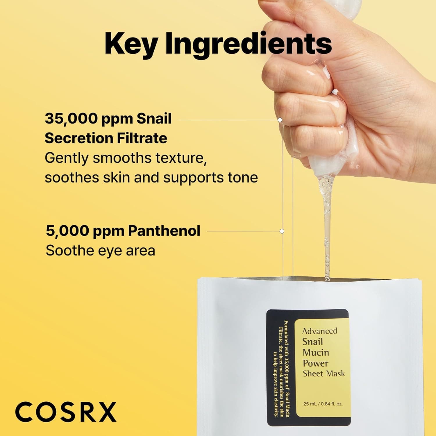 COSRX Snail Mucin Sheet Mask 10 EA with Snail Mucin Serum, Self Care, Face Masks for Dry, Sensitive Skin, Not Tested on Animals, No Parabens, No Sulfates, Korean Skin Care - Image 4