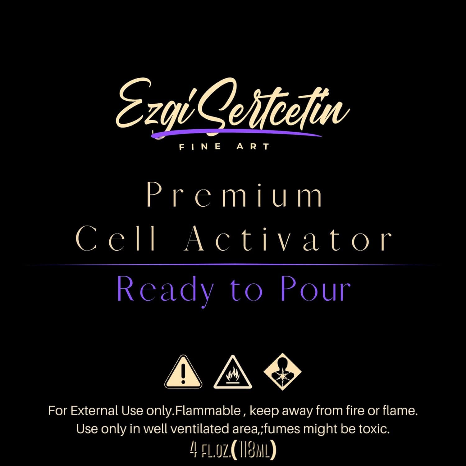 Premium Cell Activator | Ready to Pour | Create Perfect and Unique Cells in Your Painting Works | 4oz by Volume | by Ezgi Sertcetin (Metallic Como Charcoal) - Image 7
