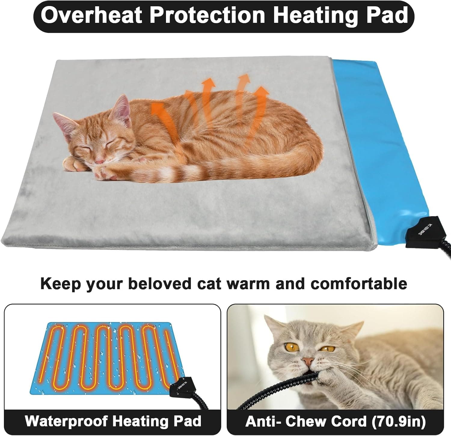 Heated Cat House for Outside, High Insulated Heated Outdoor Cat Shelter 100% Weatherproof with Escape Door, Elevated Outdoor Cat House with Heater for Feral Stray Barn Cat Kitty 17.7"x17"x17.5" Size 17.7" X 17" X 17.5" - Image 4