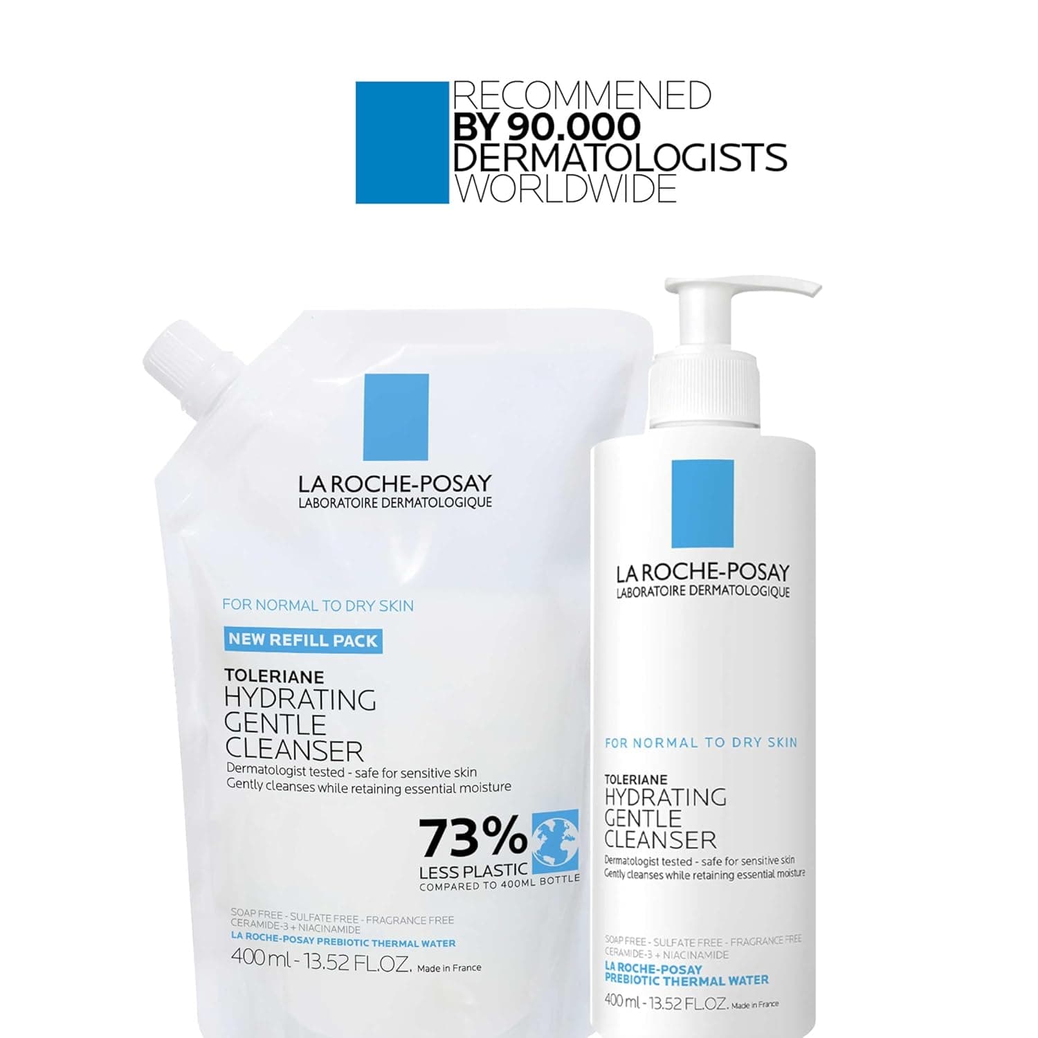 La Roche-Posay Toleriane Hydrating Gentle Face Cleanser, Hydrating Facial Cleanser With Niacinamide + Ceramides, Daily Face Wash For Dry Skin To Normal Skin, Sensitive Skin Tested, Fragrance Free 13.52 Fl Oz (Refill) - Image 10