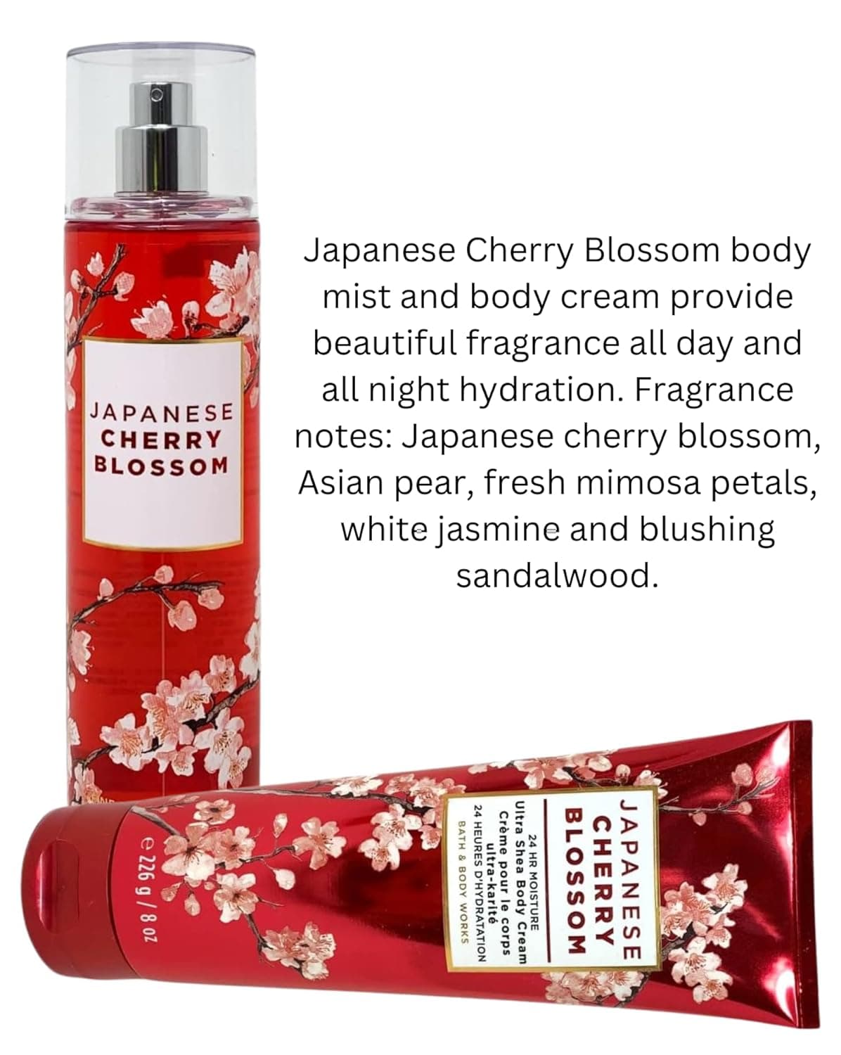 Bath & Body Works Fine Fragrance Mist & Ultra Shea Body Cream Japanese Cherry Blossom 2 Piece Set Full Size 8oz. - Image 4