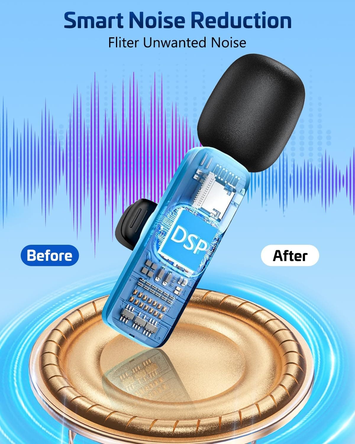 Pink Wireless Lavalier Microphone for iPhone & Android - Mini Clip-On Mic with Noise Cancellation, 65ft Range, 8H Battery, USB-C/Lightning - for TikTok, YouTube, Podcast, Live Streaming - Image 7