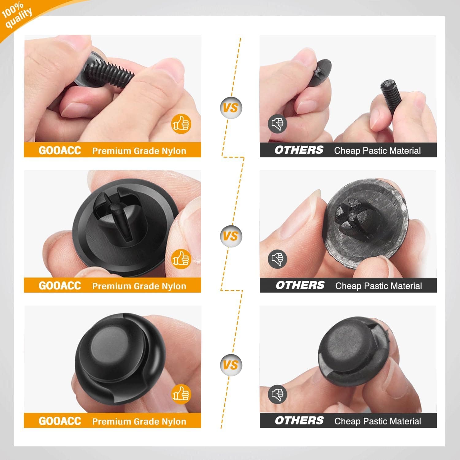 GOOACC 240PCS Clips de Retención de Parachoques Remaches de Plástico para Automóviles Kit de Sujetadores de Retención 12 Tamaños Populares Juego de Remaches de Clavo para Puertas Paneles de Acabado Clips para GM Ford Toyota Honda Chrysler 240 Piezas + 5 Extractores - Image 3