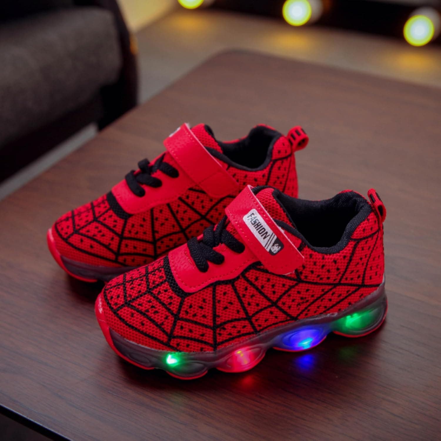 RAYCHY Children's Casual Shoes Boys Breathable Non-Slip Light Sneakers Unisex Luminous Sneakers for Girls Sport Running Shoes 8 Toddler Red - Image 3