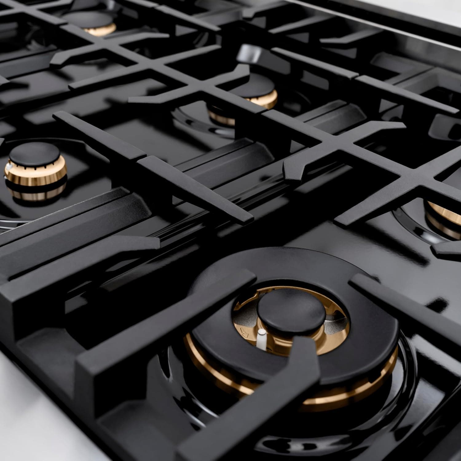 ZLINE Autograph Edition 48 in. 6.7 cu. ft. Classic Double Oven Dual Fuel Range with 8 Burner Gas Cooktop in Stainless Steel with White Matte Doors and Champagne Bronze Accents (CDRZ-WM-48-CB) - Image 5