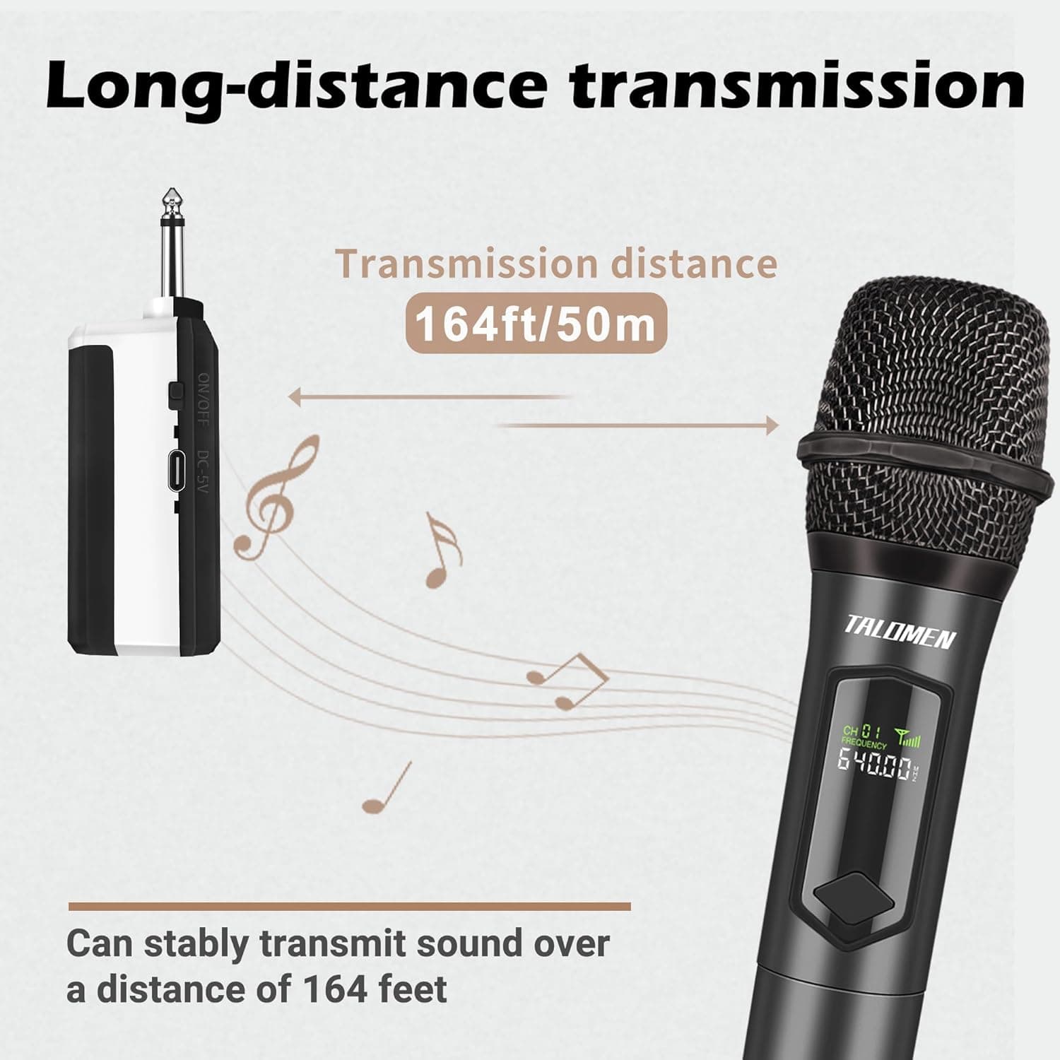 Wireless Microphone,Professional Dual Handheld Cordless Dynamic Mic System with Rechargeable Receiver(160 Ft),Karaoke Microphone Set for Singing,Karaoke,Wedding,DJ,Party,Speech,Church,K60-2 Gray - Image 6