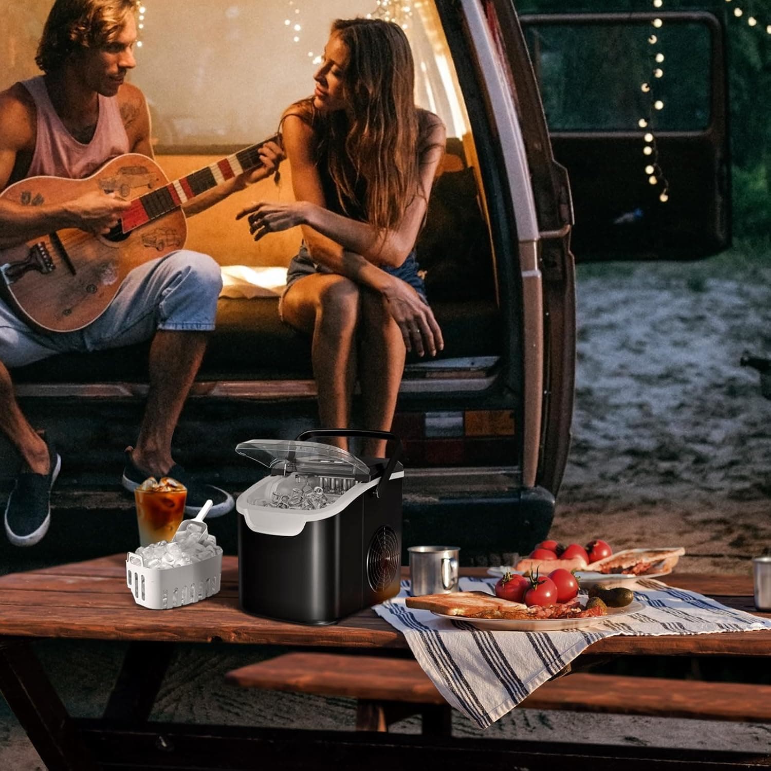 Antarctic Star Countertop Ice Maker Machine, 8 Ice Cubes in 6 mins, 26lb/Day Ice with 2 Sizes- Portable Mini, Energy Saving & Basket/Scoop for Home/Party/Travel/Camping/Bar, Dark Black BLACK 26Lbs/24H - Image 9