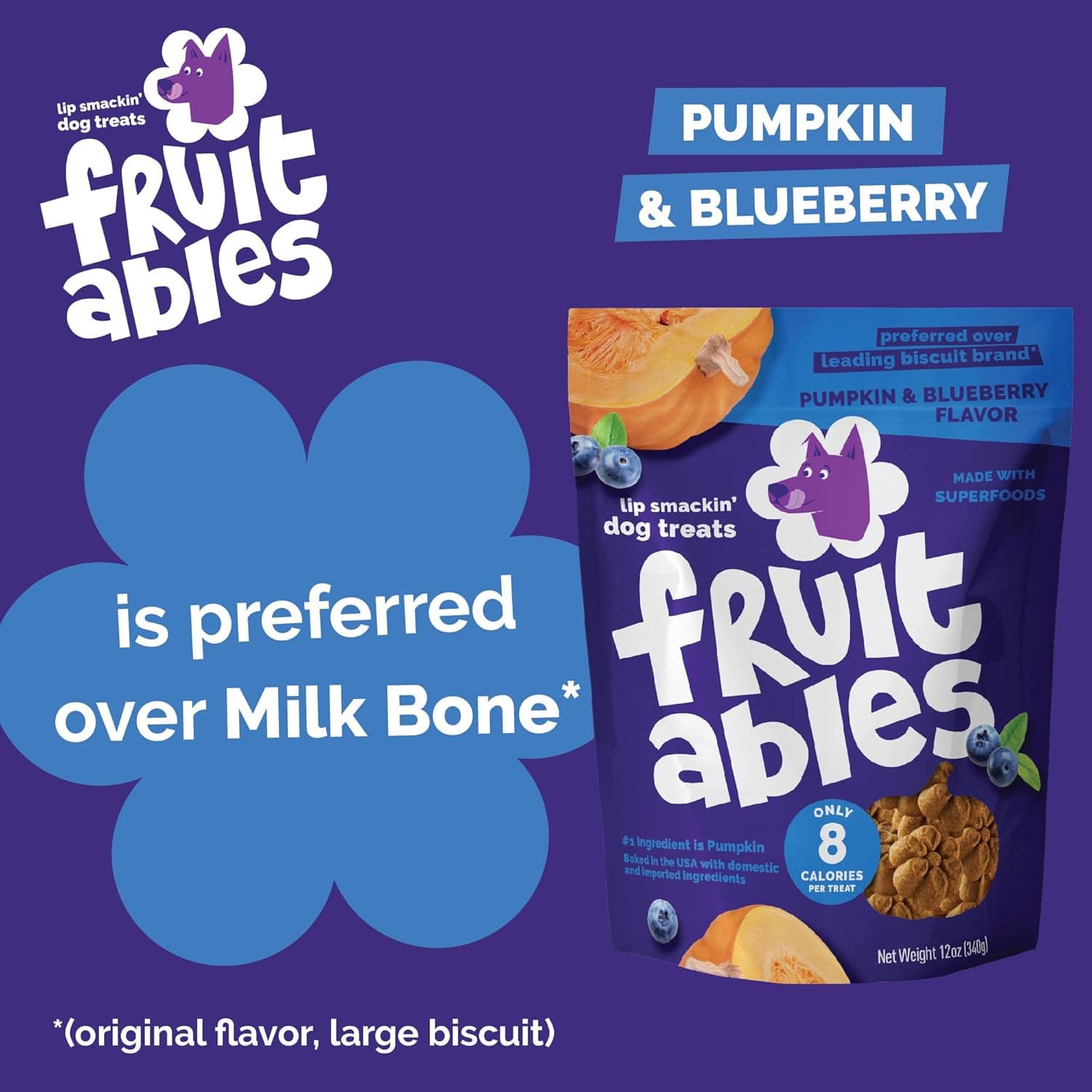 Fruitables Baked Dog Treats, Healthy Pumpkin Treat for Dogs, Low Calorie & Delicious, No Wheat, Corn or Soy, Made in the USA, Pumpkin and Blueberry Flavor, 12oz 12 Ounce (Pack of 1) Pumpkin and Blueberry - Image 9