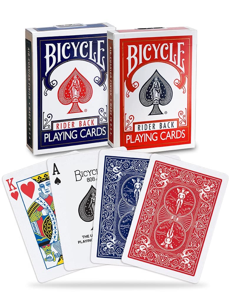 Bicycle Rider Back Playing Cards, Standard Poker Size Deck of Cards, Red & Blue (2 Pack), Classic Cards for Poker, Blackjack, Family Game Night & Card Games, Fun for All Ages