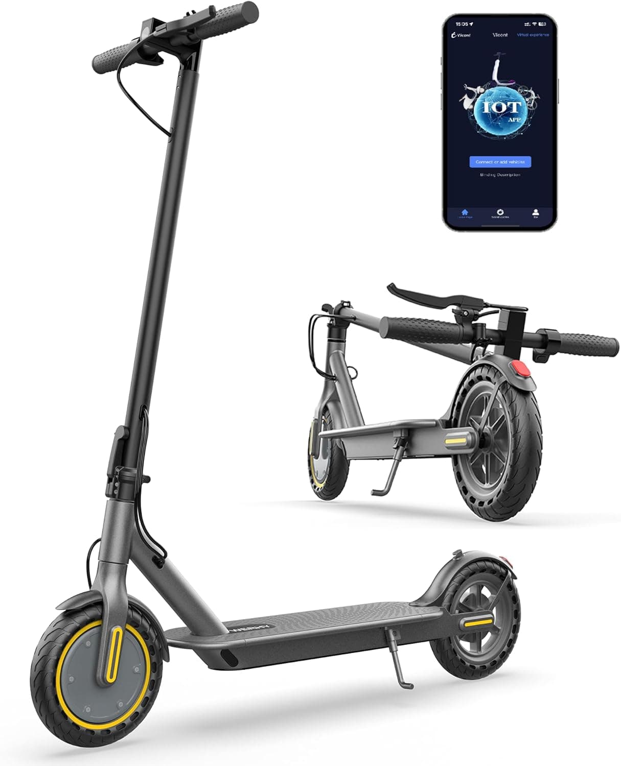 WERHY Electric Scooter, 8.5"/10" Tire, Powerful 350/500W Motor, Top Speed 19/22 MPH, 20-23Miles Max Range, Folding Escooter for Adults & Teens with Smart APP, Digital Display, Cruise Control H7-8.5''-21miles-350W - Image 2