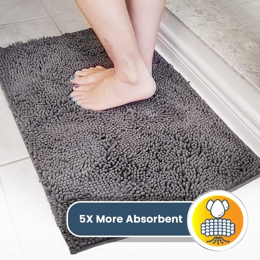 Muddy Mat® Shown on TV Super Absorbent Microfiber Dog Door Mat for Muddy Paws, Non-Slip Washable Pet Rug, Quick Dry Chenille Entryway Carpet, Machine Washable Indoor Outdoor mat, Grey 30"x19" Grey 19" x 30" - Image 5