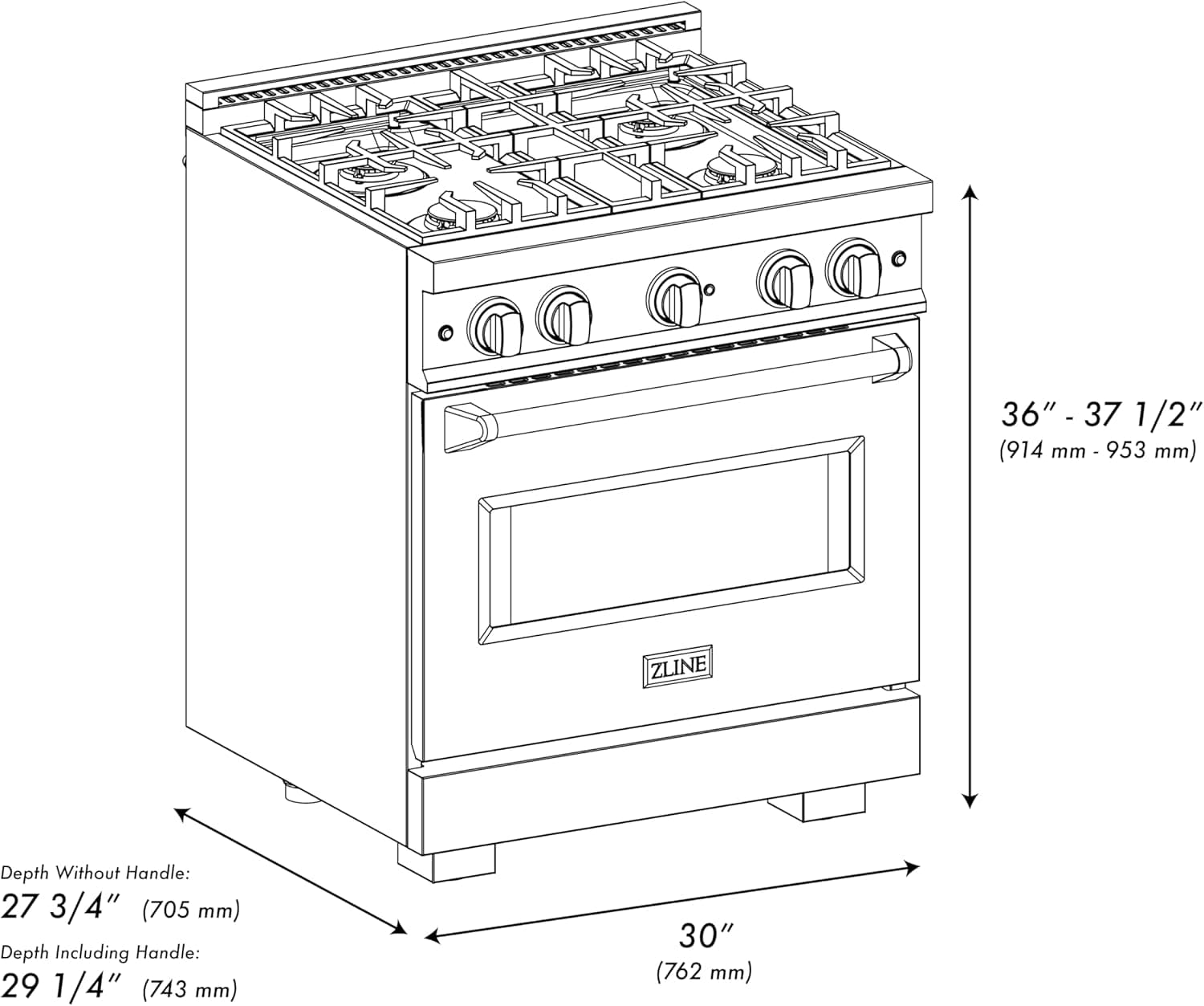 ZLINE Autograph Edition 30 in. 4.2 cu. ft. Classic Gas Range with 4 Burner Cooktop and Convection Gas Oven in Stainless Steel and Polished Gold Accents (CGRZ-30-G) - Image 8