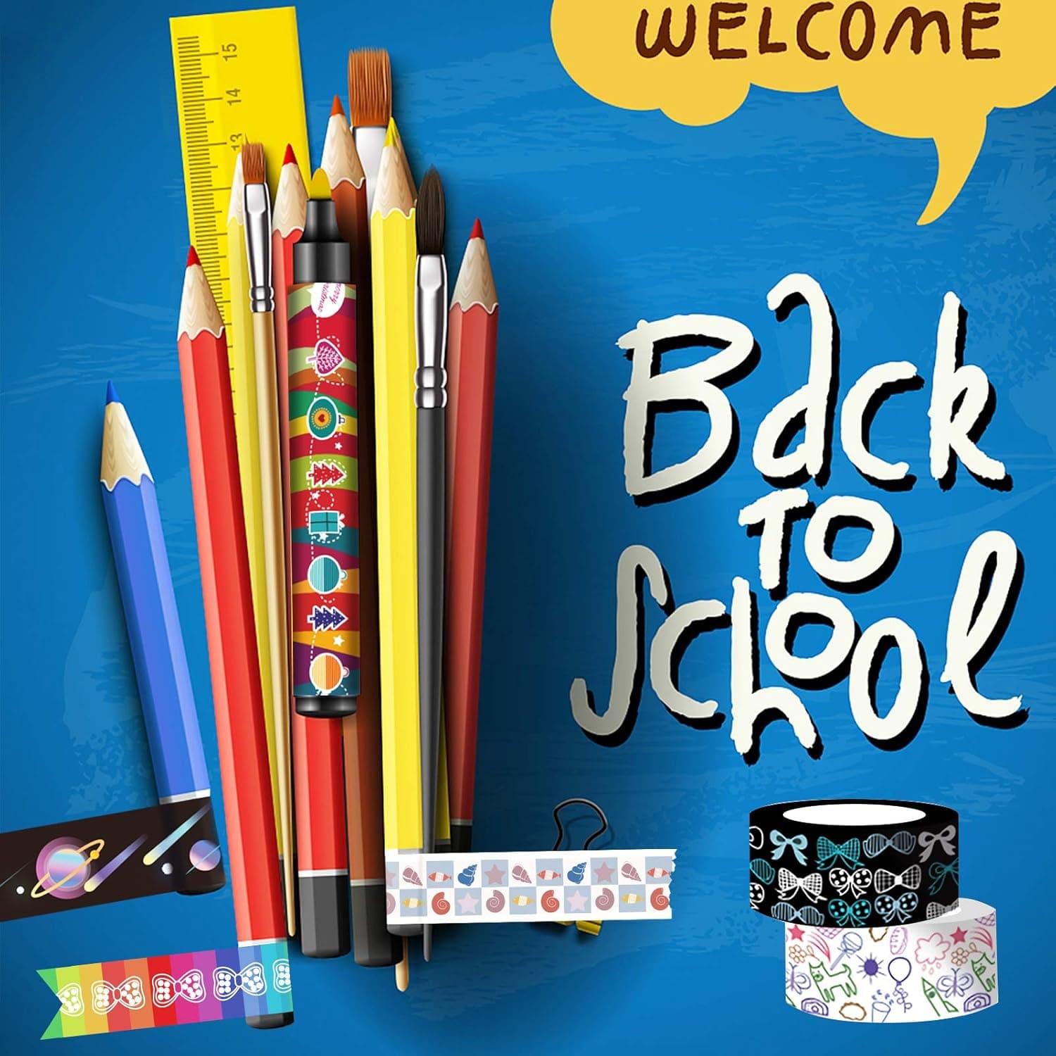 40 Rolls Washi Tape Set - 15 mm Wide Colored Masking Tape for Kids, Decorative Adhesive Tape for DIY Crafts, Gift Wrapping, Scrapbooking Supplies, Bullet Journals, Planners, Party Decorations - Image 3