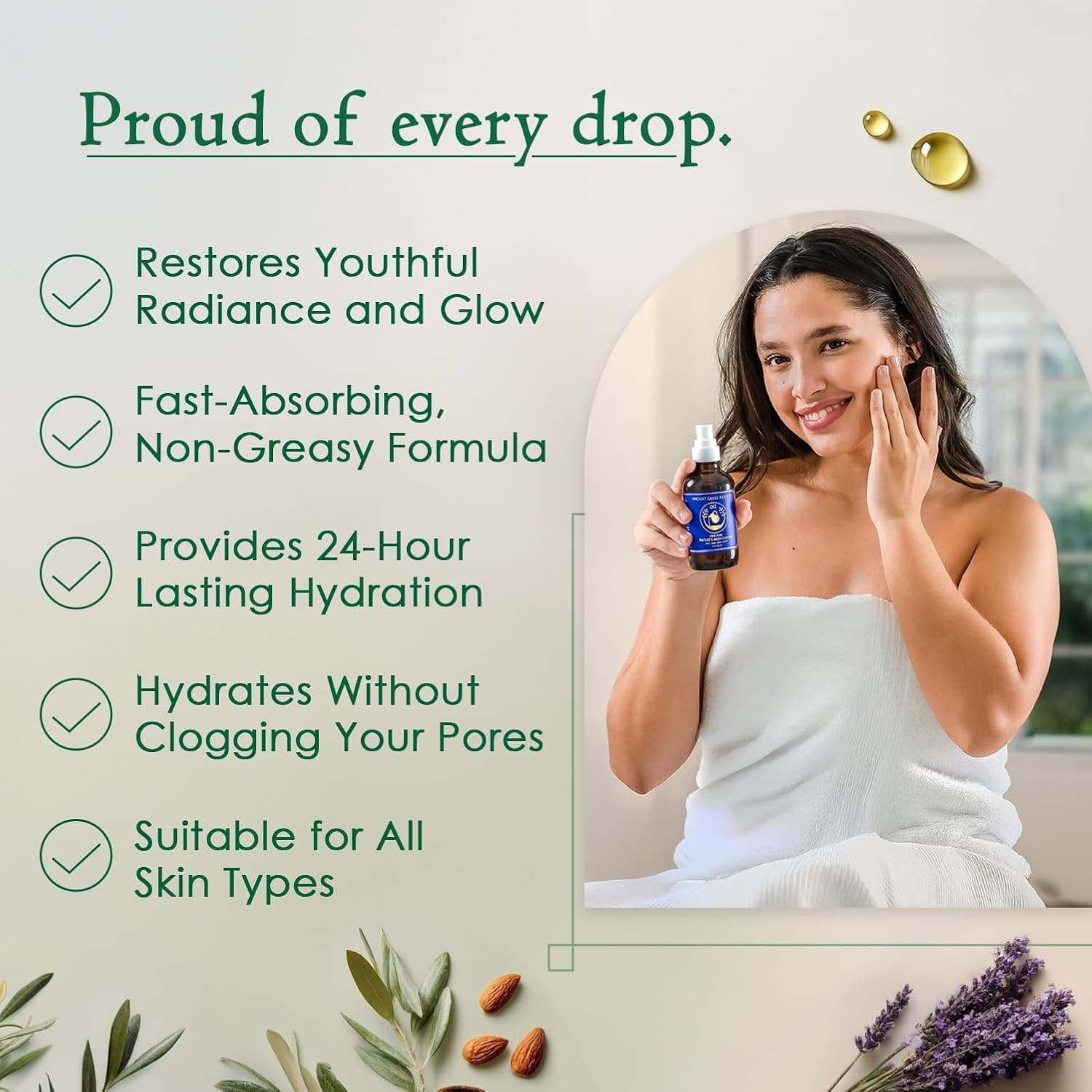 Ancient Greek Remedy Body Oil - Organic After Shower Face Oil & Body Moisturizer for Dry Skin - Almond, Jojoba, Olive, Lavender, Vitamin E Oils - Natural Clean Facial Skincare for Women & Men 4 oz - Image 5