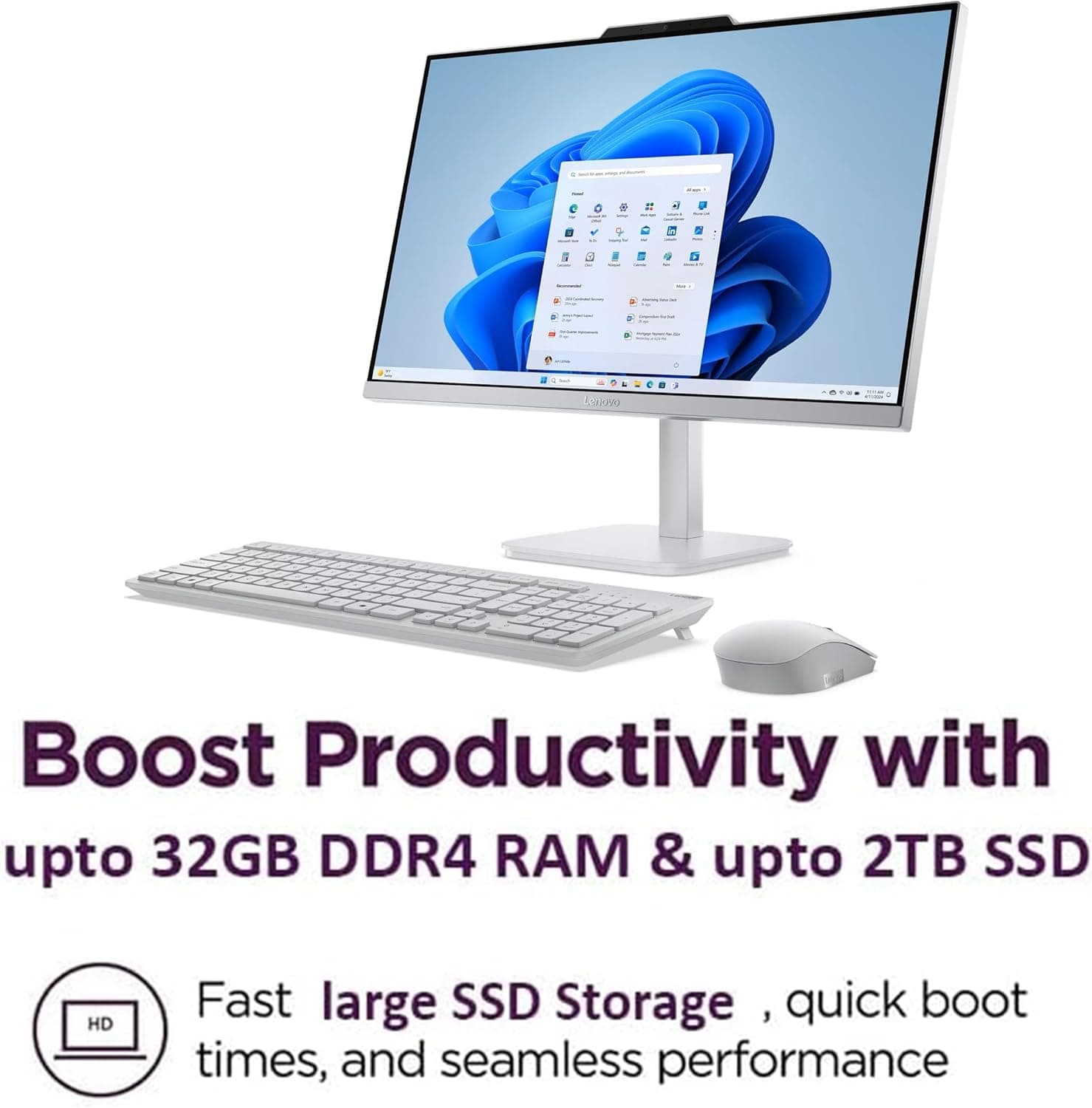 Lenovo 24" FHD All-in-One Desktop Computer, Intel 4-Core Processor (Beats i3-1110G4), 16GB RAM, 512GB PCIe SSD, HDMI, WiFi 6, RJ45, Bluetooth, Business AIO, Vent-Hear, Keyboard & Mouse, Windows 11 Pro 16GB RAM | 512GB SSD - Image 7