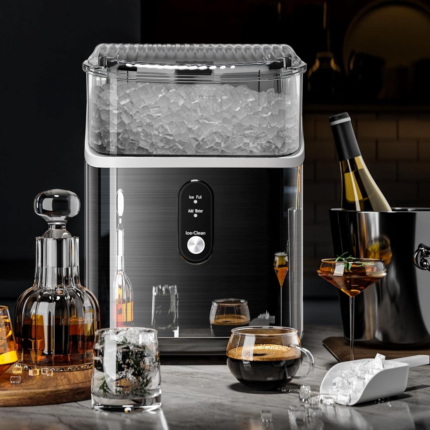 Nugget Ice Maker Countertop, 35Lbs/Day Portable Table Top Machine with Chewable & Crushed Ice, Self-Cleaning, One-Touch Opera - Image 4