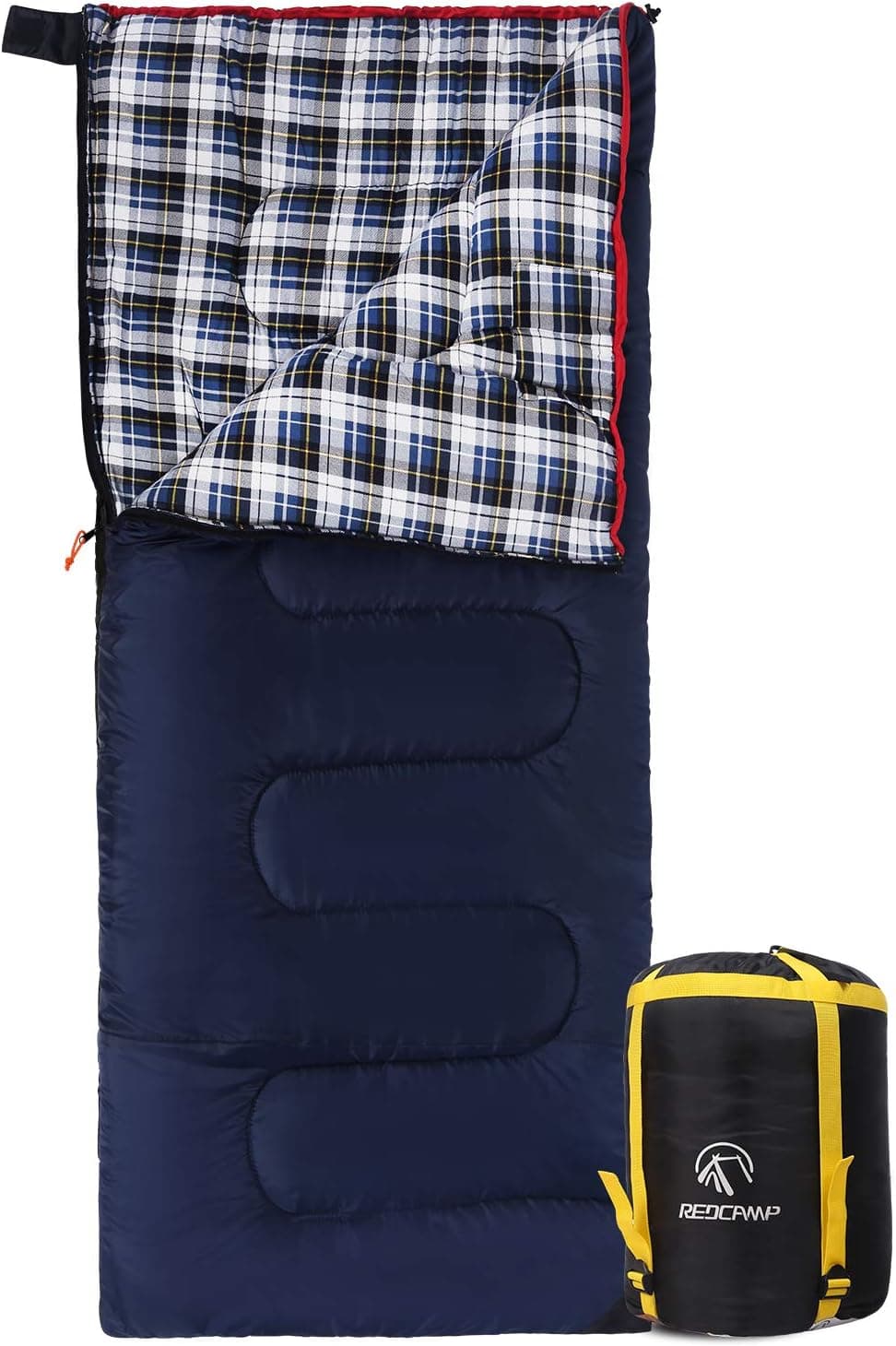 REDCAMP Cotton Flannel Sleeping Bag for Camping Backpacking, Adults Cold Weather Envelope Sleeping Bags with 2/3/4/6lbs Filling Blue with 2lbs Filling - Image 2